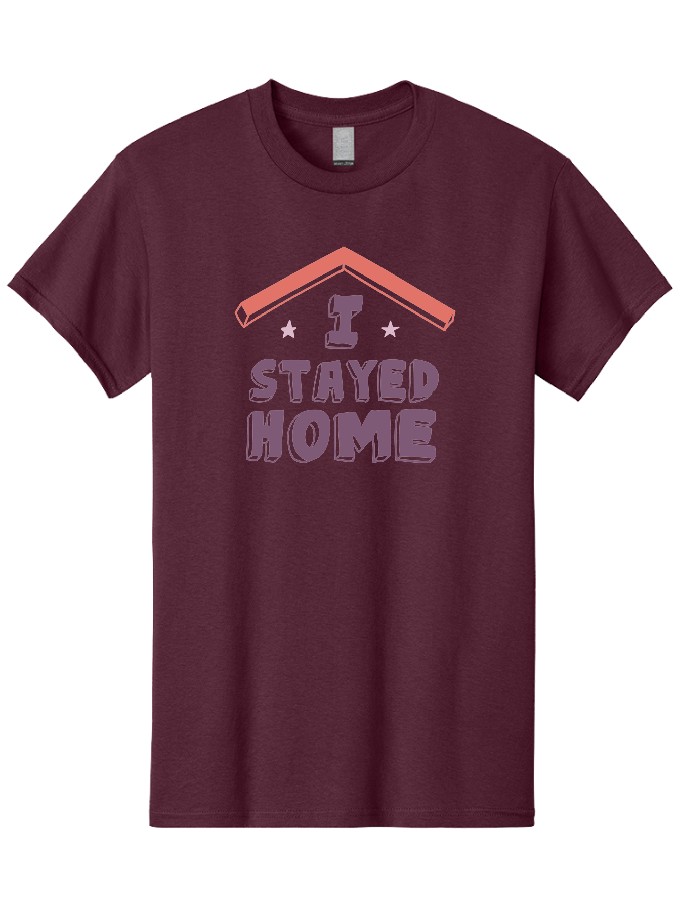 I-Stayed-Home Men'S Graphic Tee, 100% Cotton, Comfortable Casual Summer Wear, Machine Washable, Stay Home, Social Distancing, Covid-19 Awareness, Home Sweet Home, Quarantine Life, Lockdown, Purple And Pink Typography, Illustration Aab907
