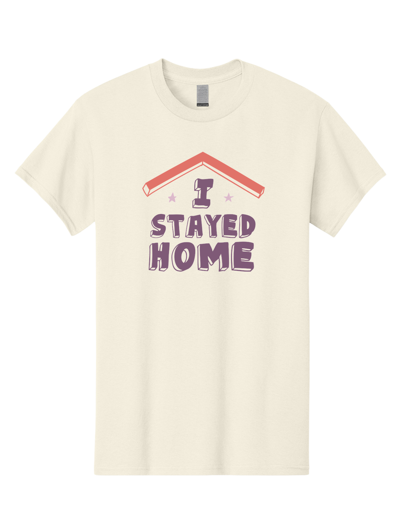 I-Stayed-Home Men'S Graphic Tee, 100% Cotton, Comfortable Casual Summer Wear, Machine Washable, Stay Home, Social Distancing, Covid-19 Awareness, Home Sweet Home, Quarantine Life, Lockdown, Purple And Pink Typography, Illustration Aab907