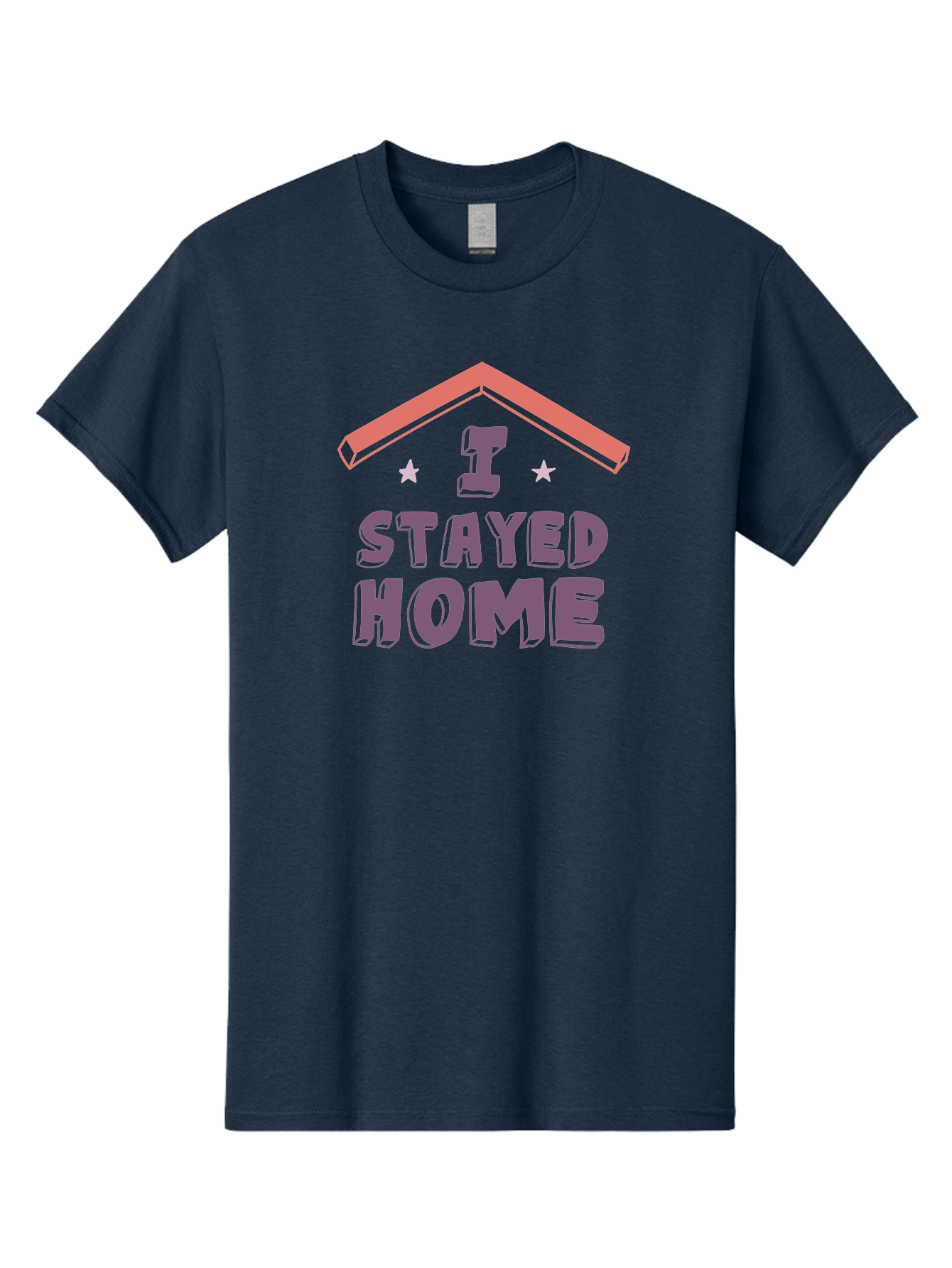 I-Stayed-Home Men'S Graphic Tee, 100% Cotton, Comfortable Casual Summer Wear, Machine Washable, Stay Home, Social Distancing, Covid-19 Awareness, Home Sweet Home, Quarantine Life, Lockdown, Purple And Pink Typography, Illustration Aab907