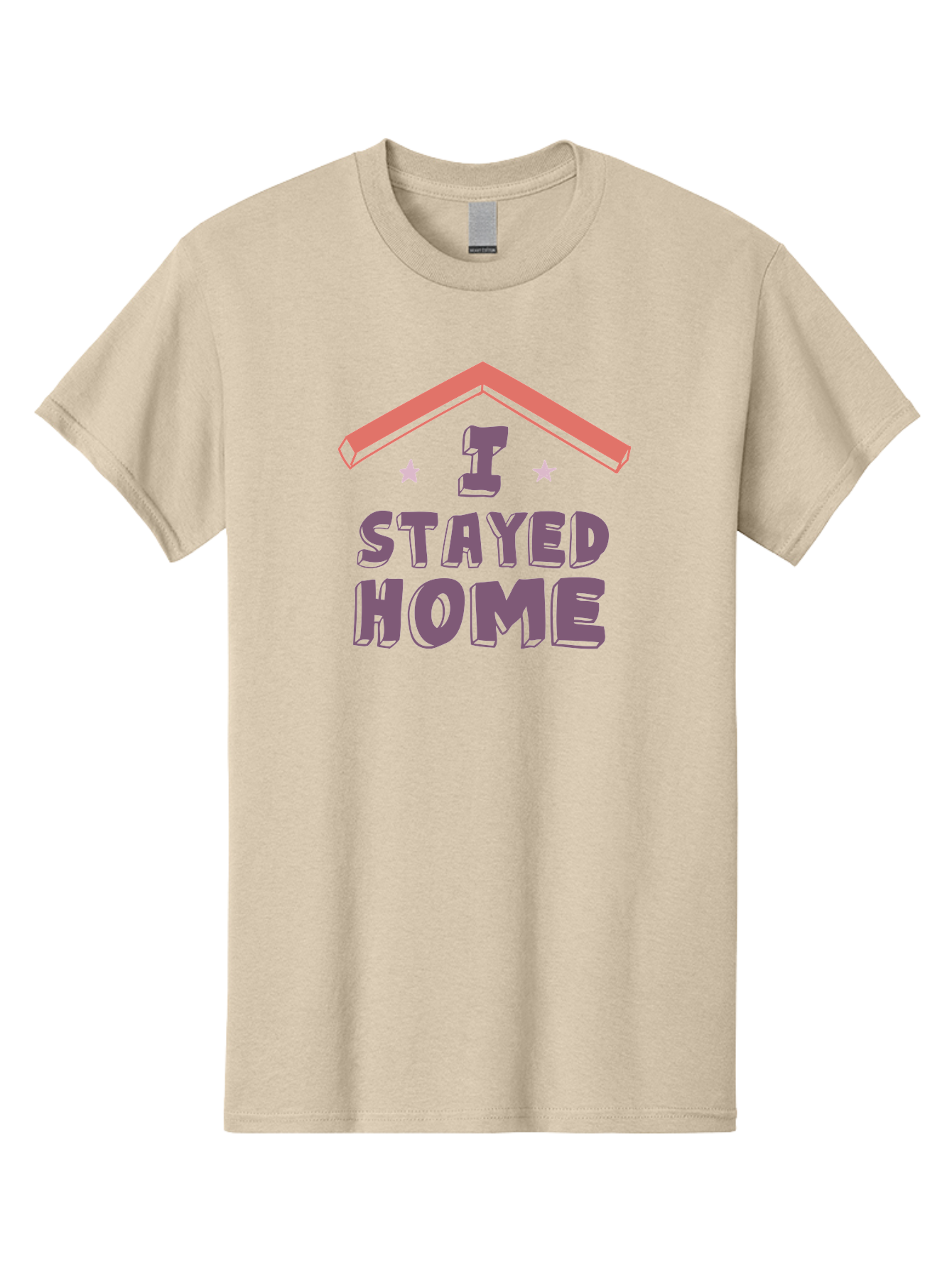 I-Stayed-Home Men'S Graphic Tee, 100% Cotton, Comfortable Casual Summer Wear, Machine Washable, Stay Home, Social Distancing, Covid-19 Awareness, Home Sweet Home, Quarantine Life, Lockdown, Purple And Pink Typography, Illustration Aab907