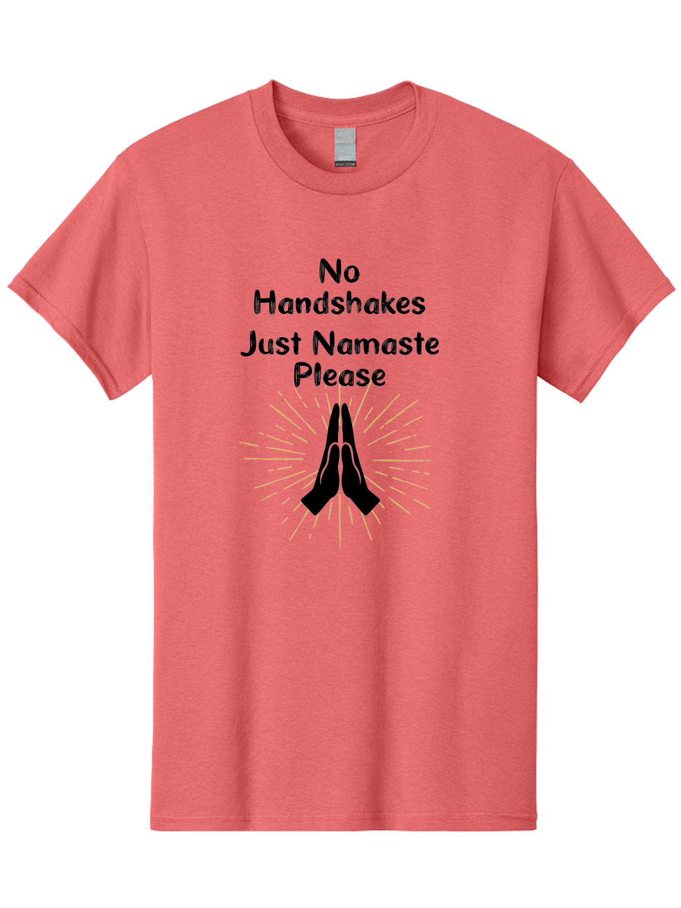 No-Handshakes-Just-Namaste Men'S Graphic Tee, 100% Cotton, Comfortable Casual Summer Wear, Machine Washable, Namaste Greeting, Hands Together, Prayer Pose, Yoga Symbol, Mindfulness, Spiritual Gesture, No Handshakes, Respectful Hello, Aab911
