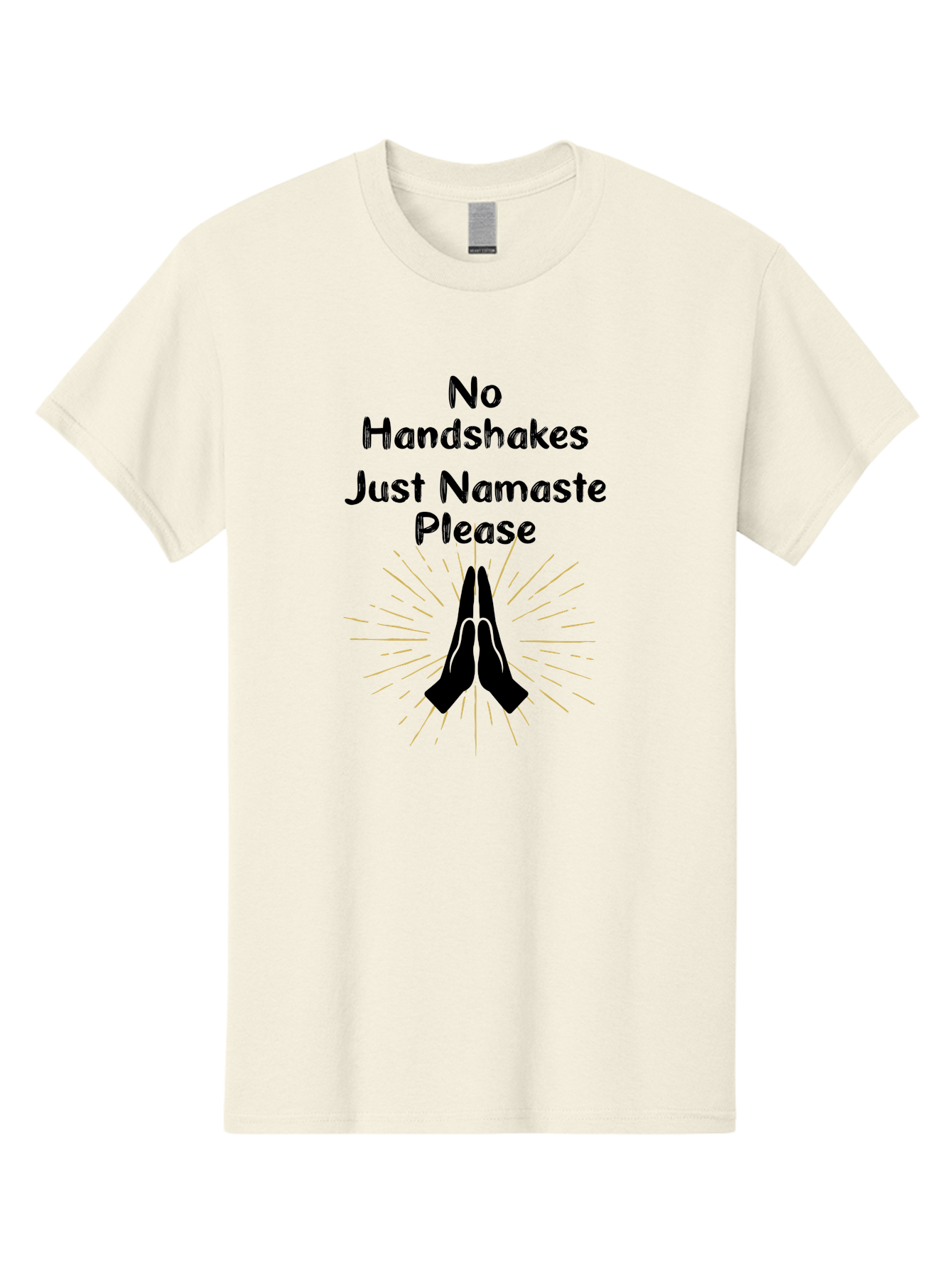 No-Handshakes-Just-Namaste Men'S Graphic Tee, 100% Cotton, Comfortable Casual Summer Wear, Machine Washable, Namaste Greeting, Hands Together, Prayer Pose, Yoga Symbol, Mindfulness, Spiritual Gesture, No Handshakes, Respectful Hello, Aab911
