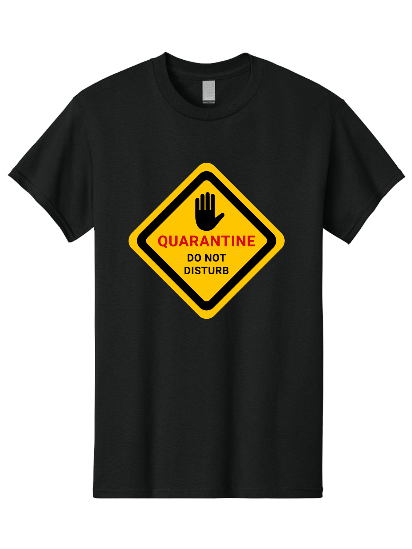 Quarantine-Warning-Sign Men'S Graphic Tee, 100% Cotton, Comfortable Casual Summer Wear, Machine Washable, Quarantine Sign, Warning Sign, Do Not Disturb, Hand Gesture, Caution Sign, Health Alert, Isolation Notice, Pandemic Warning Aab915