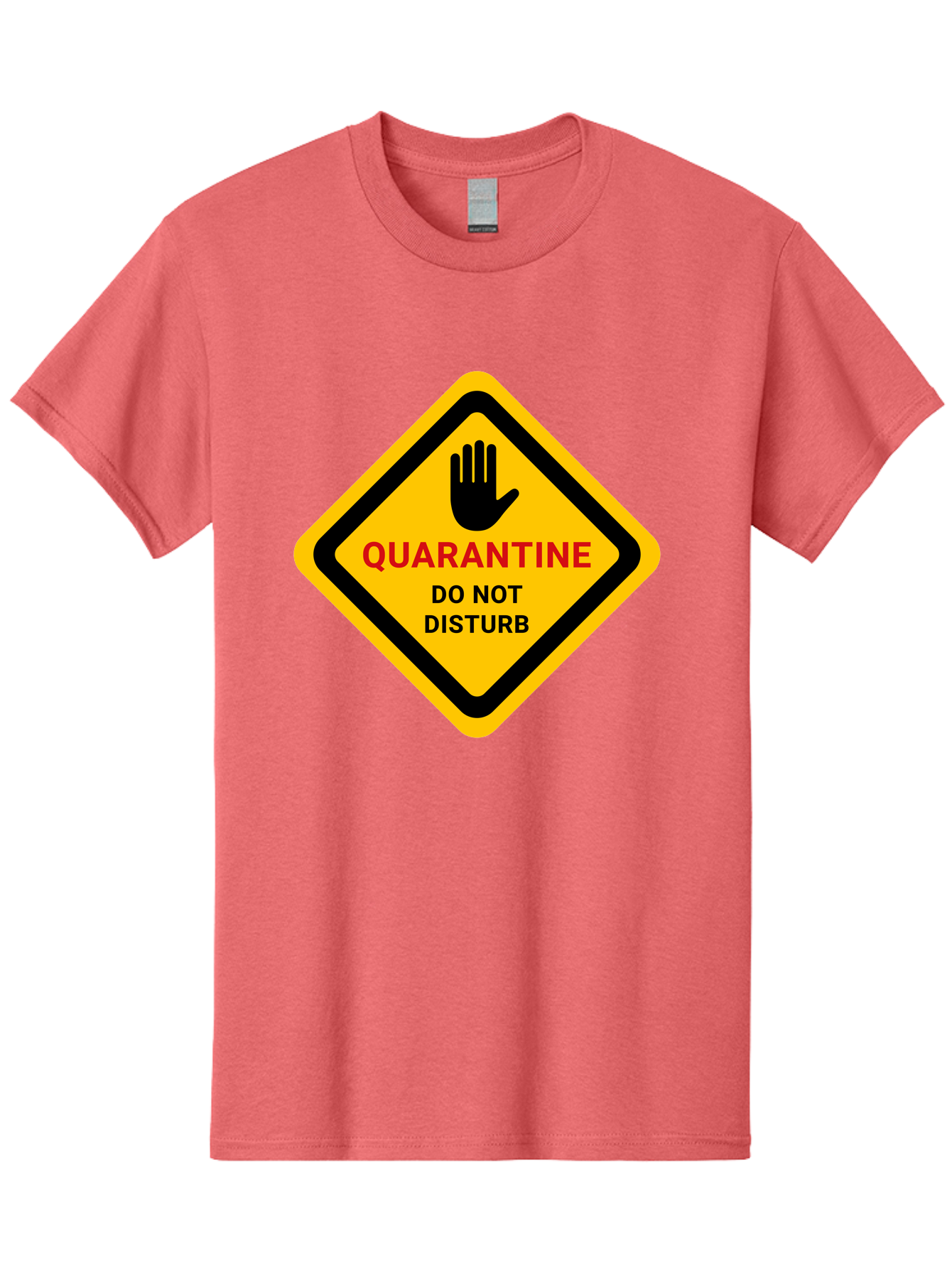 Quarantine-Warning-Sign Men'S Graphic Tee, 100% Cotton, Comfortable Casual Summer Wear, Machine Washable, Quarantine Sign, Warning Sign, Do Not Disturb, Hand Gesture, Caution Sign, Health Alert, Isolation Notice, Pandemic Warning Aab915