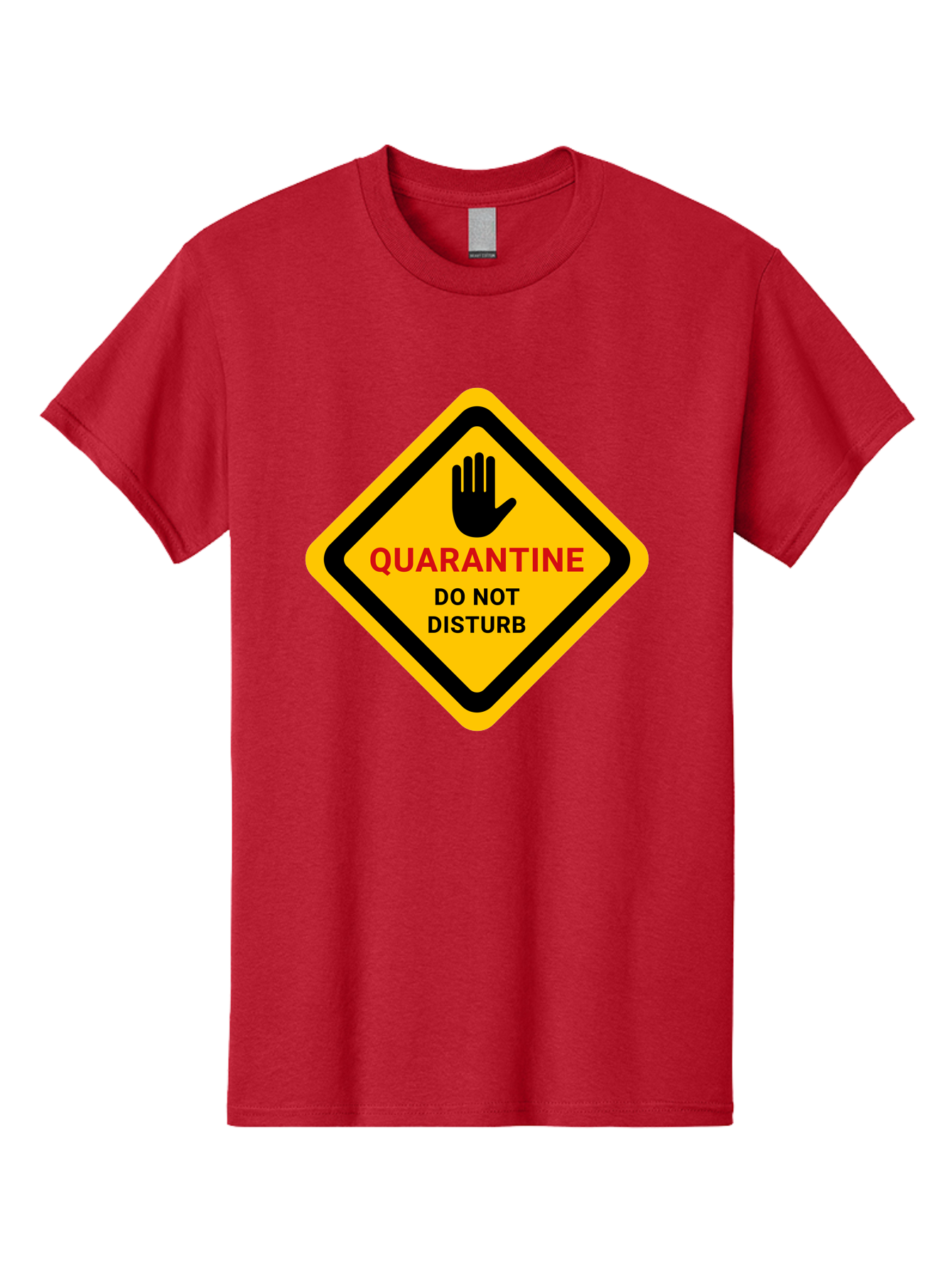 Quarantine-Warning-Sign Men'S Graphic Tee, 100% Cotton, Comfortable Casual Summer Wear, Machine Washable, Quarantine Sign, Warning Sign, Do Not Disturb, Hand Gesture, Caution Sign, Health Alert, Isolation Notice, Pandemic Warning Aab915