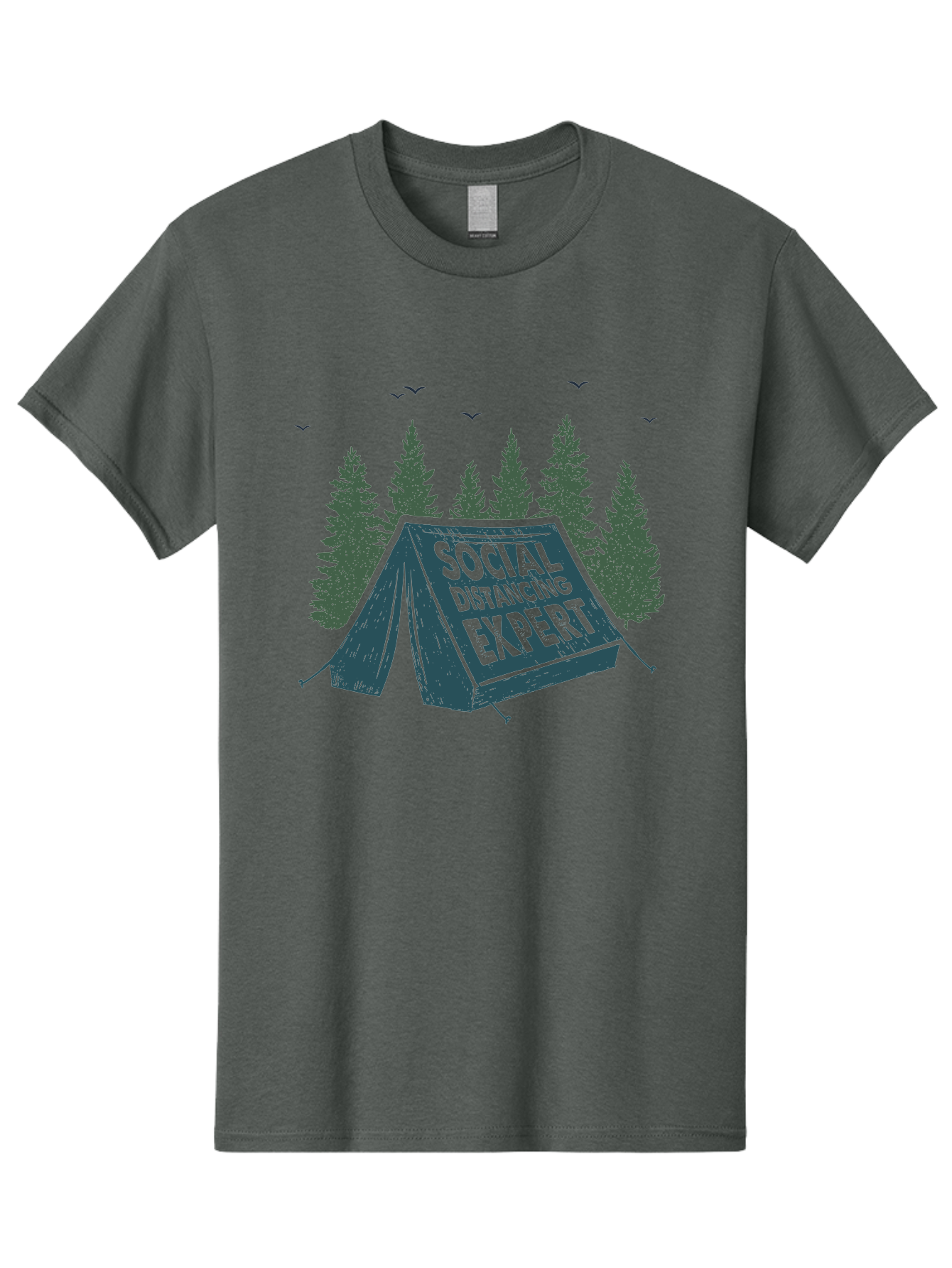 Social-Distancing-Expert-1 Men'S Graphic Tee, 100% Cotton, Comfortable Casual Summer Wear, Machine Washable, Camping Tent, Social Distancing Expert, Wilderness Adventure, Outdoor Recreation, Coronavirus Safety, Camping Humor, Tent Camping, Aab918