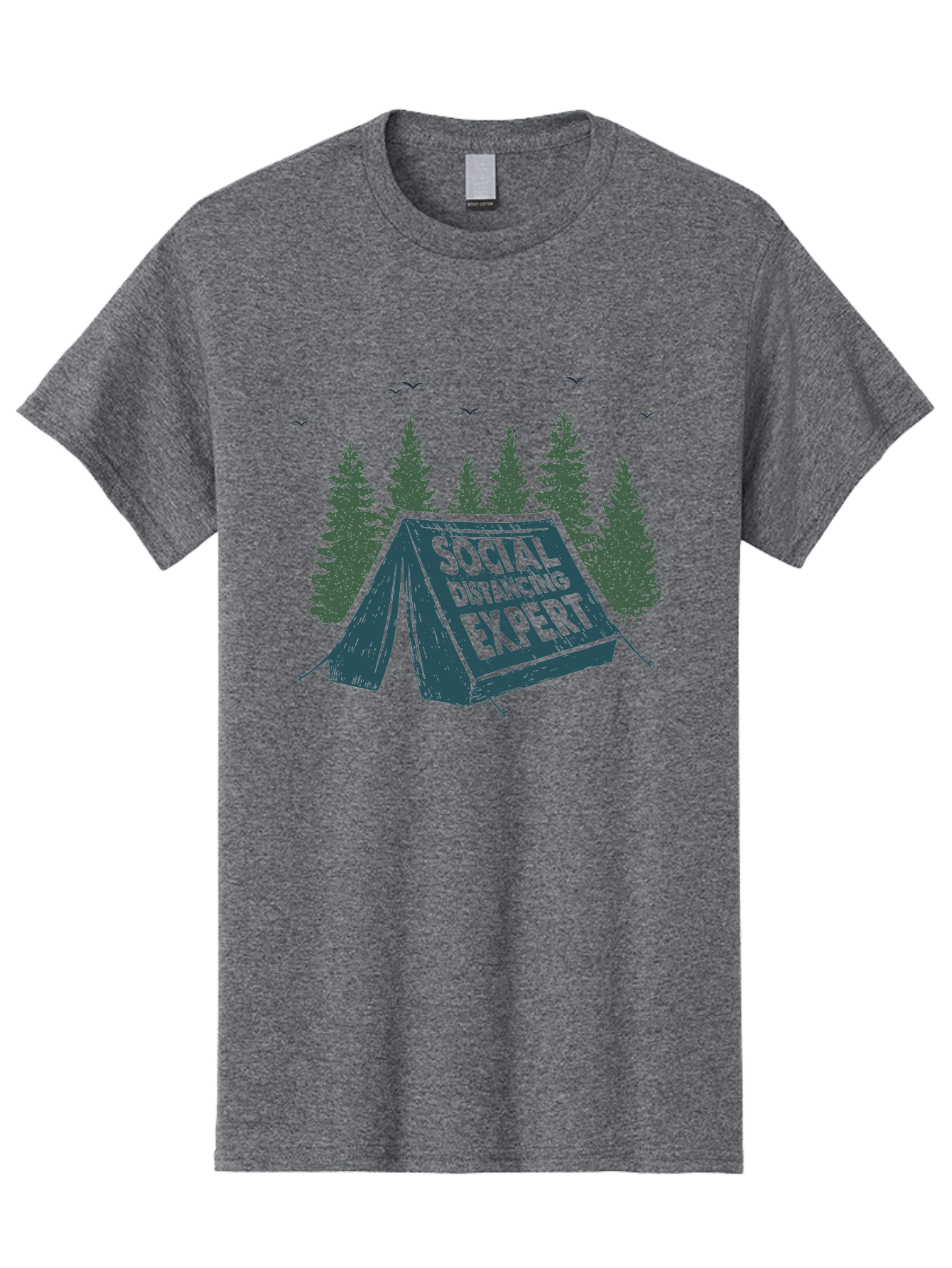 Social-Distancing-Expert-1 Men'S Graphic Tee, 100% Cotton, Comfortable Casual Summer Wear, Machine Washable, Camping Tent, Social Distancing Expert, Wilderness Adventure, Outdoor Recreation, Coronavirus Safety, Camping Humor, Tent Camping, Aab918