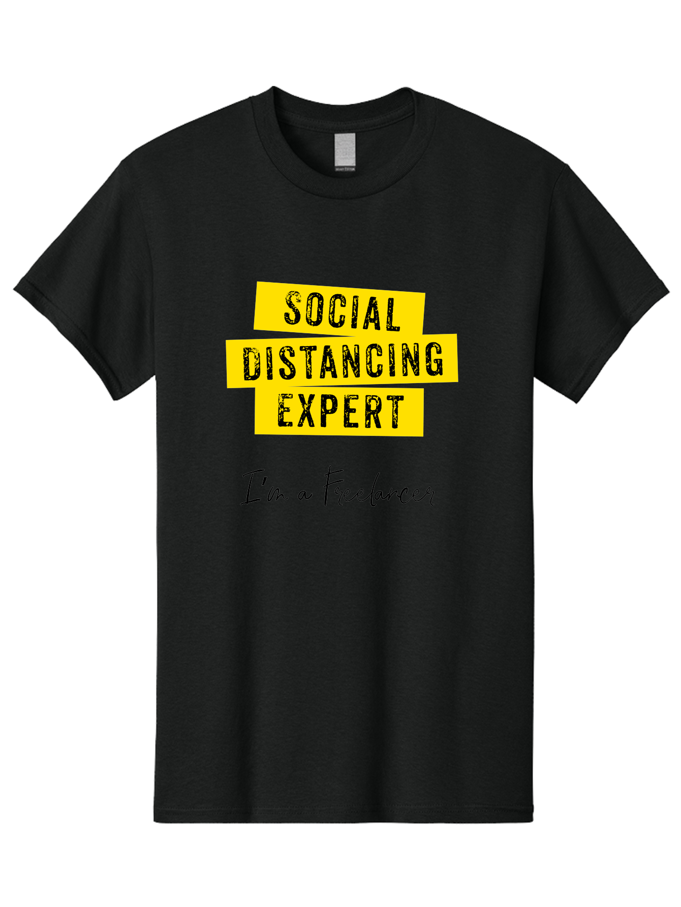 Social-Distancing-Expert Men'S Graphic Tee, 100% Cotton, Comfortable Casual Summer Wear, Machine Washable, Freelancer, Social Distancing Expert, Remote Work, Independent Professional, Flexible Career, Self-Employed, Covid-19, Pandemic Response Aab919