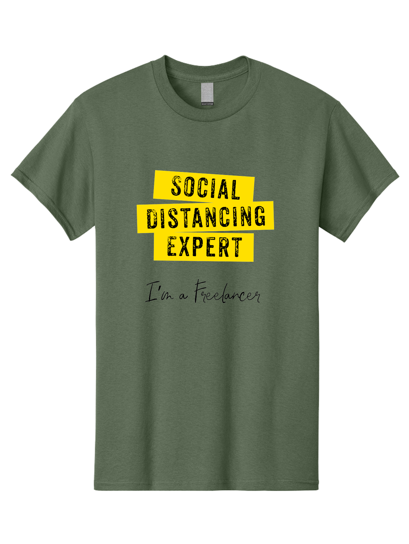 Social-Distancing-Expert Men'S Graphic Tee, 100% Cotton, Comfortable Casual Summer Wear, Machine Washable, Freelancer, Social Distancing Expert, Remote Work, Independent Professional, Flexible Career, Self-Employed, Covid-19, Pandemic Response Aab919