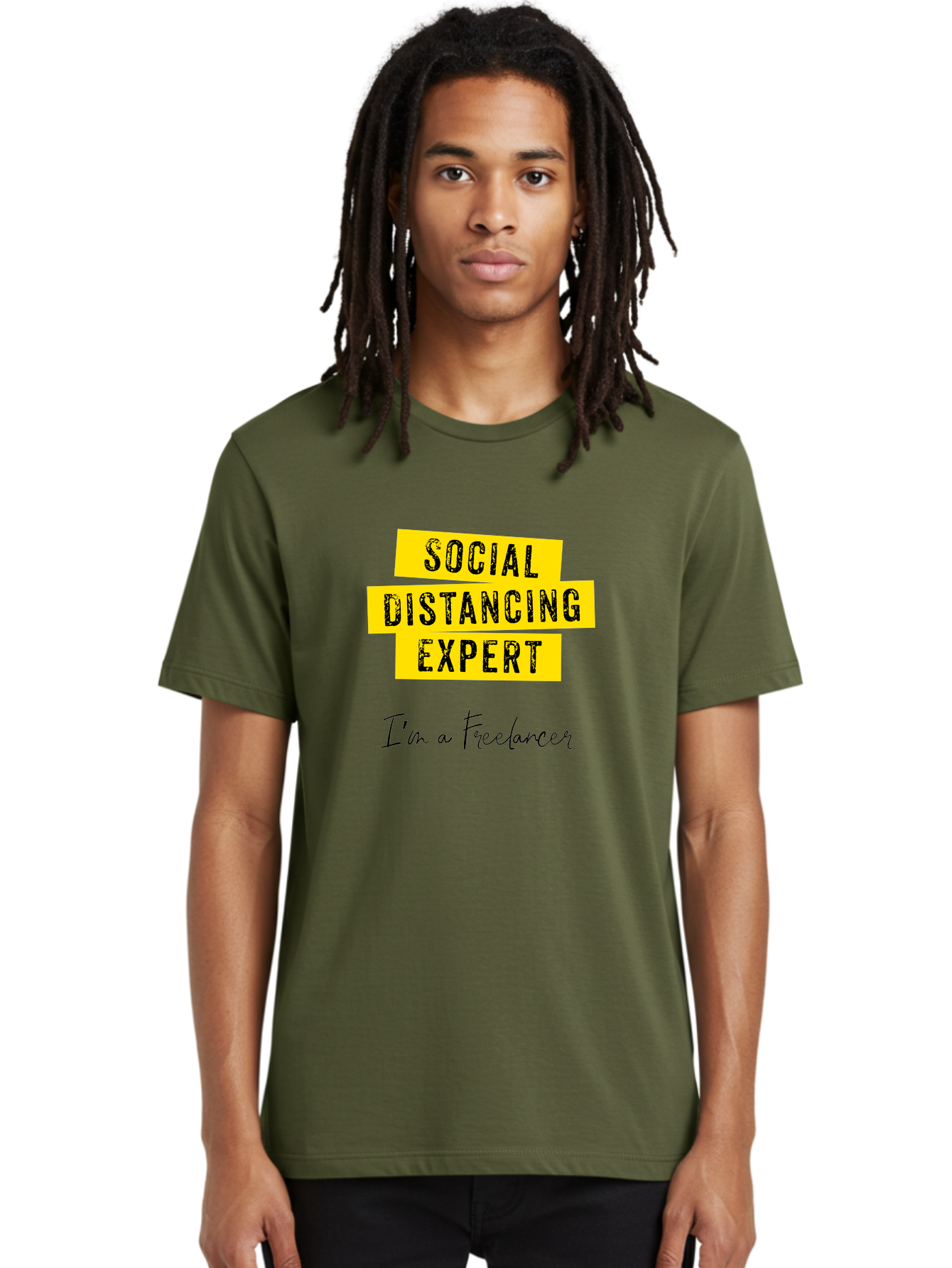 Social-Distancing-Expert Men'S Graphic Tee, 100% Cotton, Comfortable Casual Summer Wear, Machine Washable, Freelancer, Social Distancing Expert, Remote Work, Independent Professional, Flexible Career, Self-Employed, Covid-19, Pandemic Response Aab919