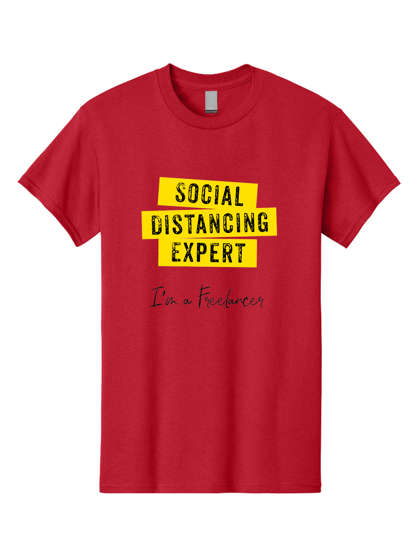 Social-Distancing-Expert Men'S Graphic Tee, 100% Cotton, Comfortable Casual Summer Wear, Machine Washable, Freelancer, Social Distancing Expert, Remote Work, Independent Professional, Flexible Career, Self-Employed, Covid-19, Pandemic Response Aab919