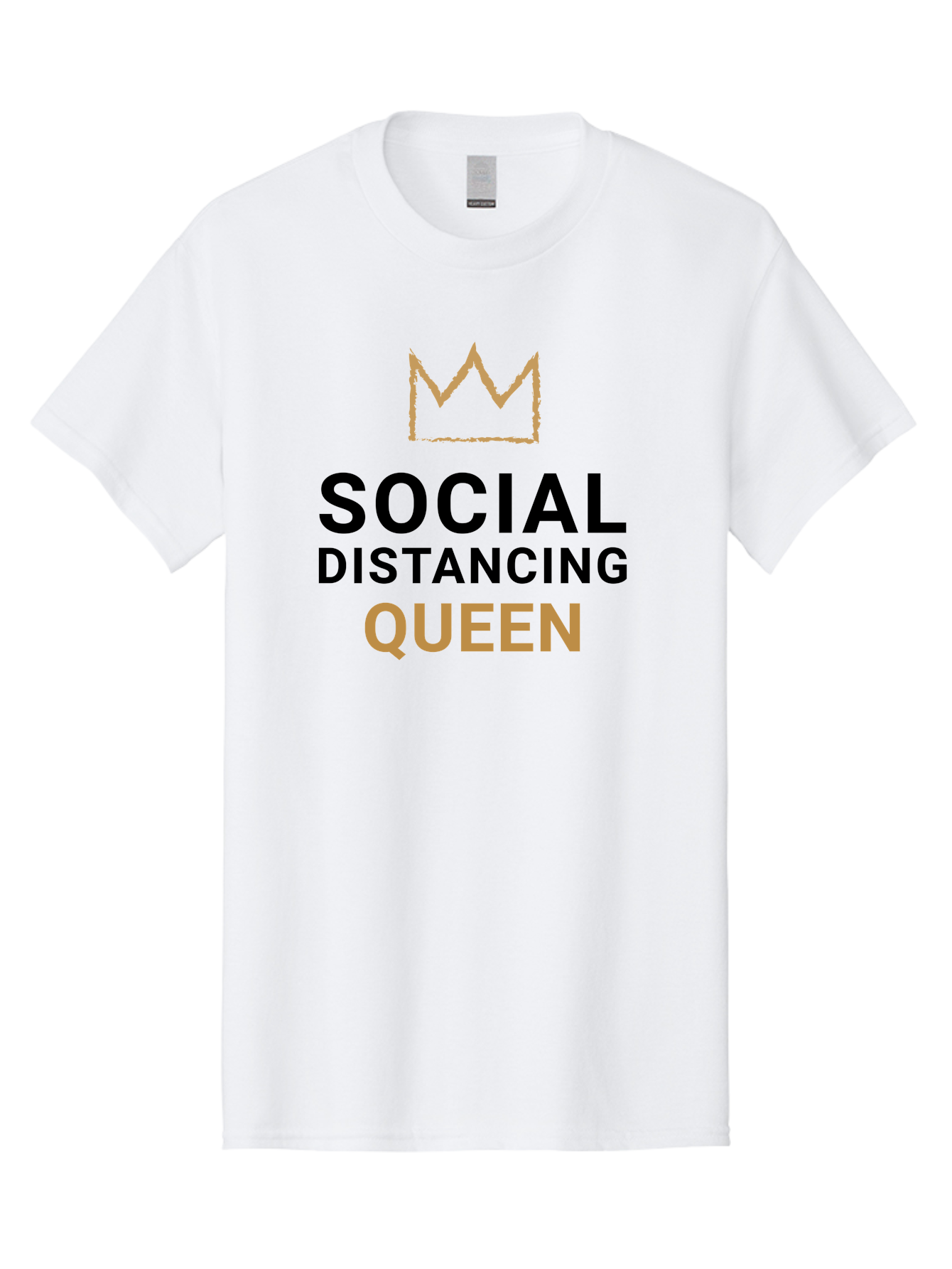 Social-Distancing-Queen Men'S Graphic Tee, 100% Cotton, Comfortable Casual Summer Wear, Machine Washable, Social Distancing Queen, Covid-19 Awareness, Pandemic Humor, Royal Treatment, Safe Distance, Coronavirus Protection, Crown Symbol Aab920