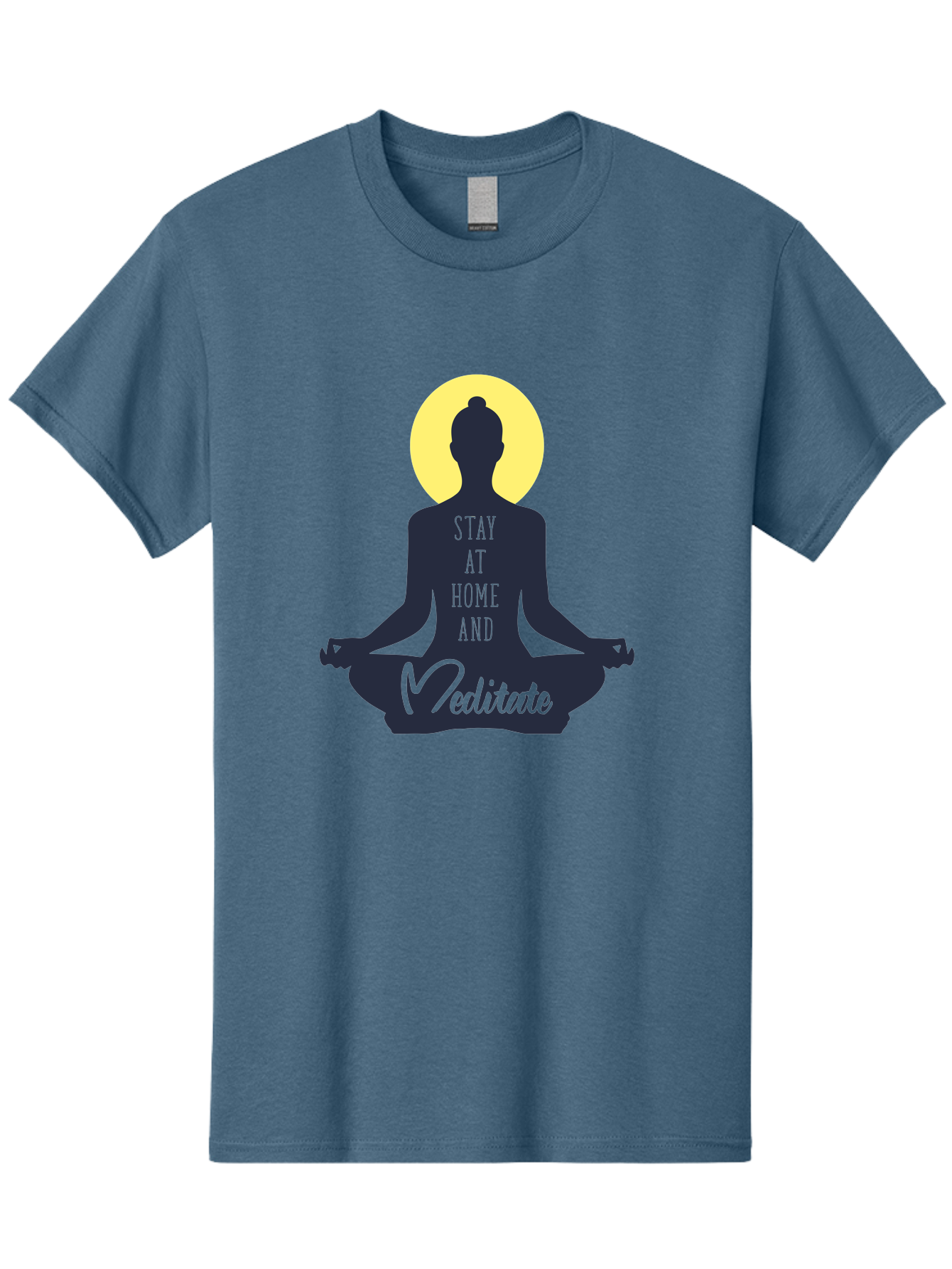 Stay-At-Home-And-Meditate Men'S Graphic Tee, 100% Cotton, Comfortable Casual Summer Wear, Machine Washable, Meditation Practice, Yoga Pose, Mindfulness, Inner Peace, Relaxation, Staying Home, Calm Atmosphere, Lotus Position, Serene Mood, Aab921