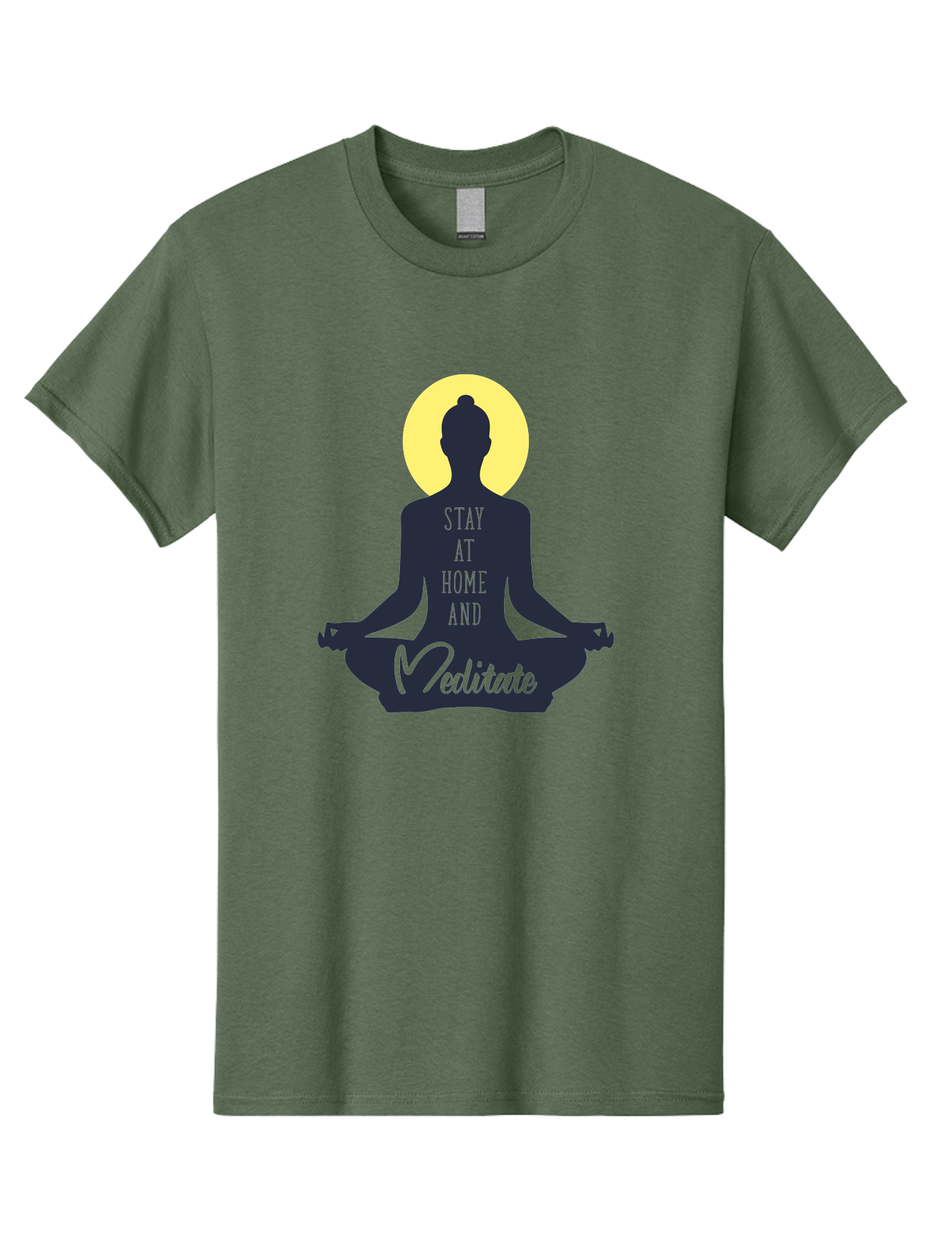 Stay-At-Home-And-Meditate Men'S Graphic Tee, 100% Cotton, Comfortable Casual Summer Wear, Machine Washable, Meditation Practice, Yoga Pose, Mindfulness, Inner Peace, Relaxation, Staying Home, Calm Atmosphere, Lotus Position, Serene Mood, Aab921
