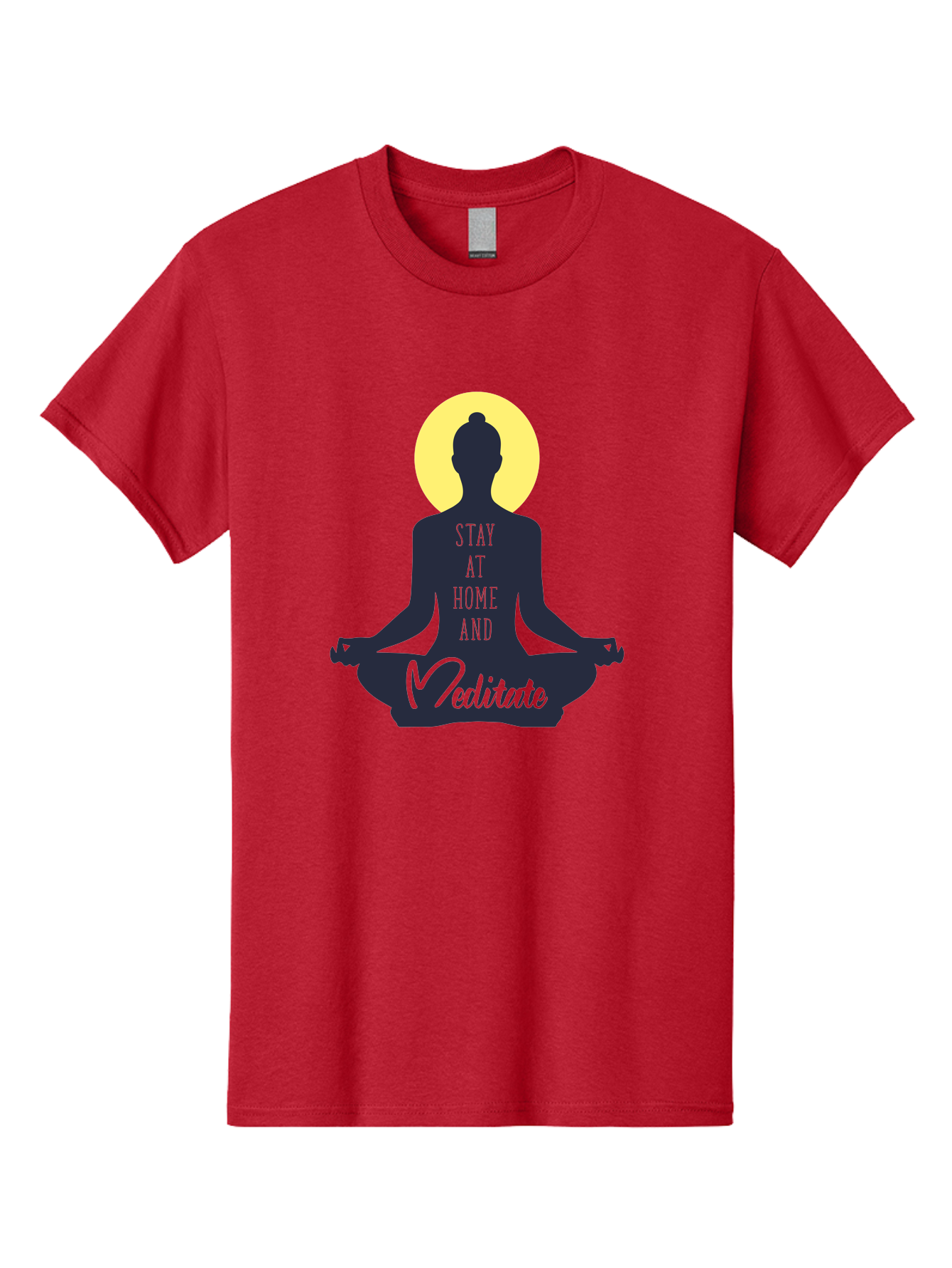 Stay-At-Home-And-Meditate Men'S Graphic Tee, 100% Cotton, Comfortable Casual Summer Wear, Machine Washable, Meditation Practice, Yoga Pose, Mindfulness, Inner Peace, Relaxation, Staying Home, Calm Atmosphere, Lotus Position, Serene Mood, Aab921