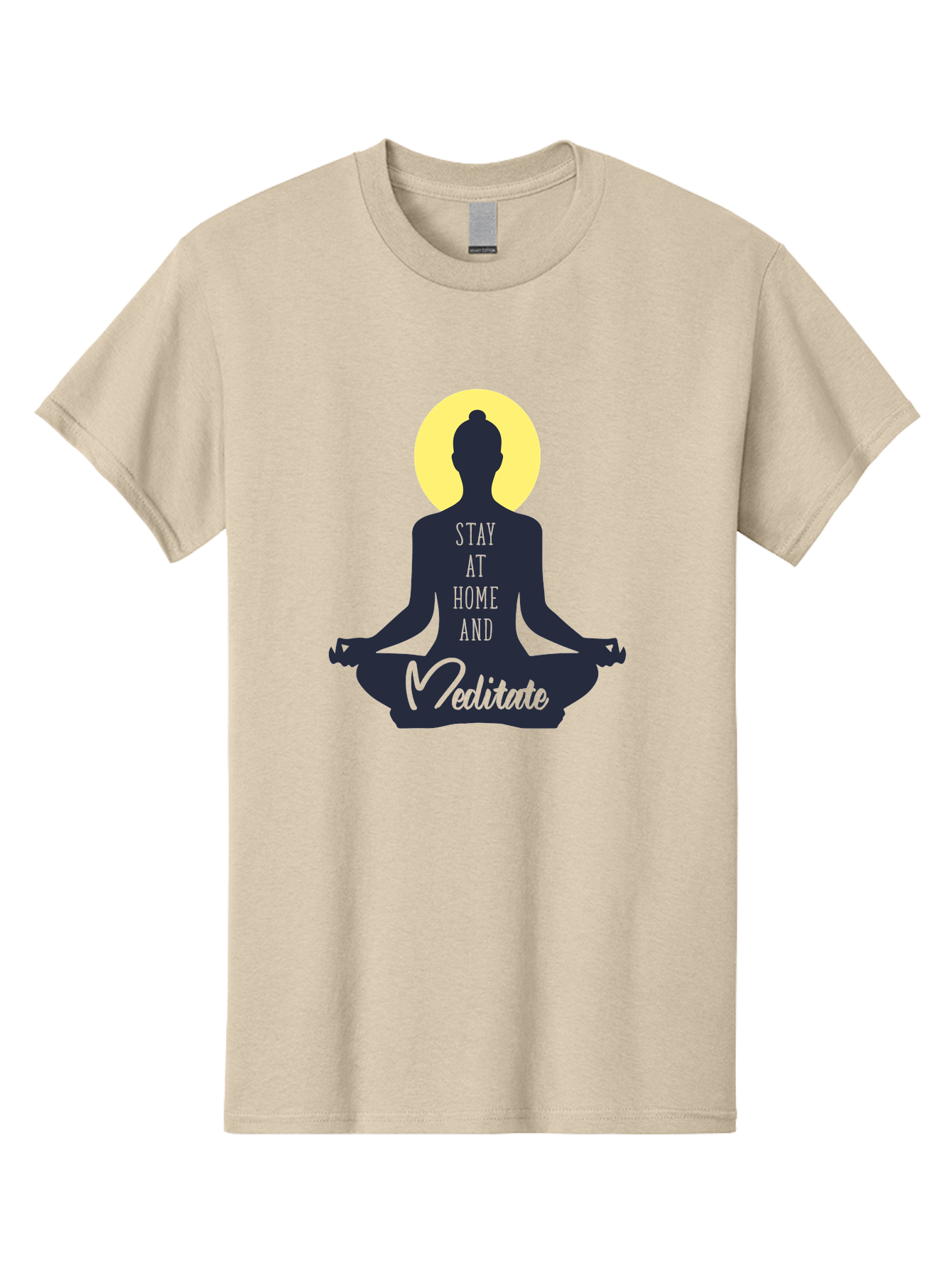 Stay-At-Home-And-Meditate Men'S Graphic Tee, 100% Cotton, Comfortable Casual Summer Wear, Machine Washable, Meditation Practice, Yoga Pose, Mindfulness, Inner Peace, Relaxation, Staying Home, Calm Atmosphere, Lotus Position, Serene Mood, Aab921