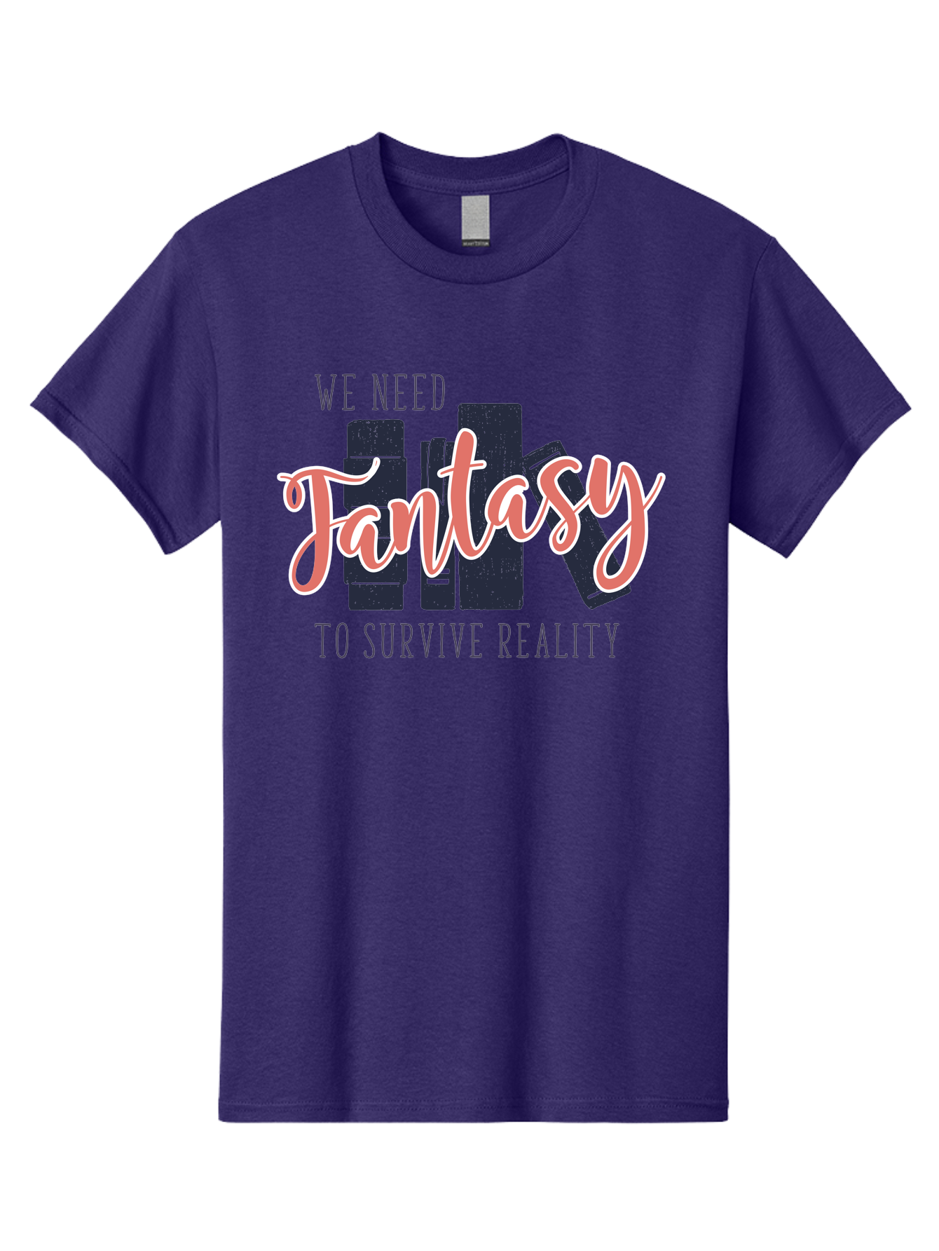 We-Need-Fantasy-To-Survive-Reality Men'S Graphic Tee, 100% Cotton, Comfortable Casual Summer Wear, Machine Washable, Fantasy Books, Book Lovers, Escapism, Fiction Novels, Imaginative Worlds, Inspirational Quotes, Literary Art Aab925