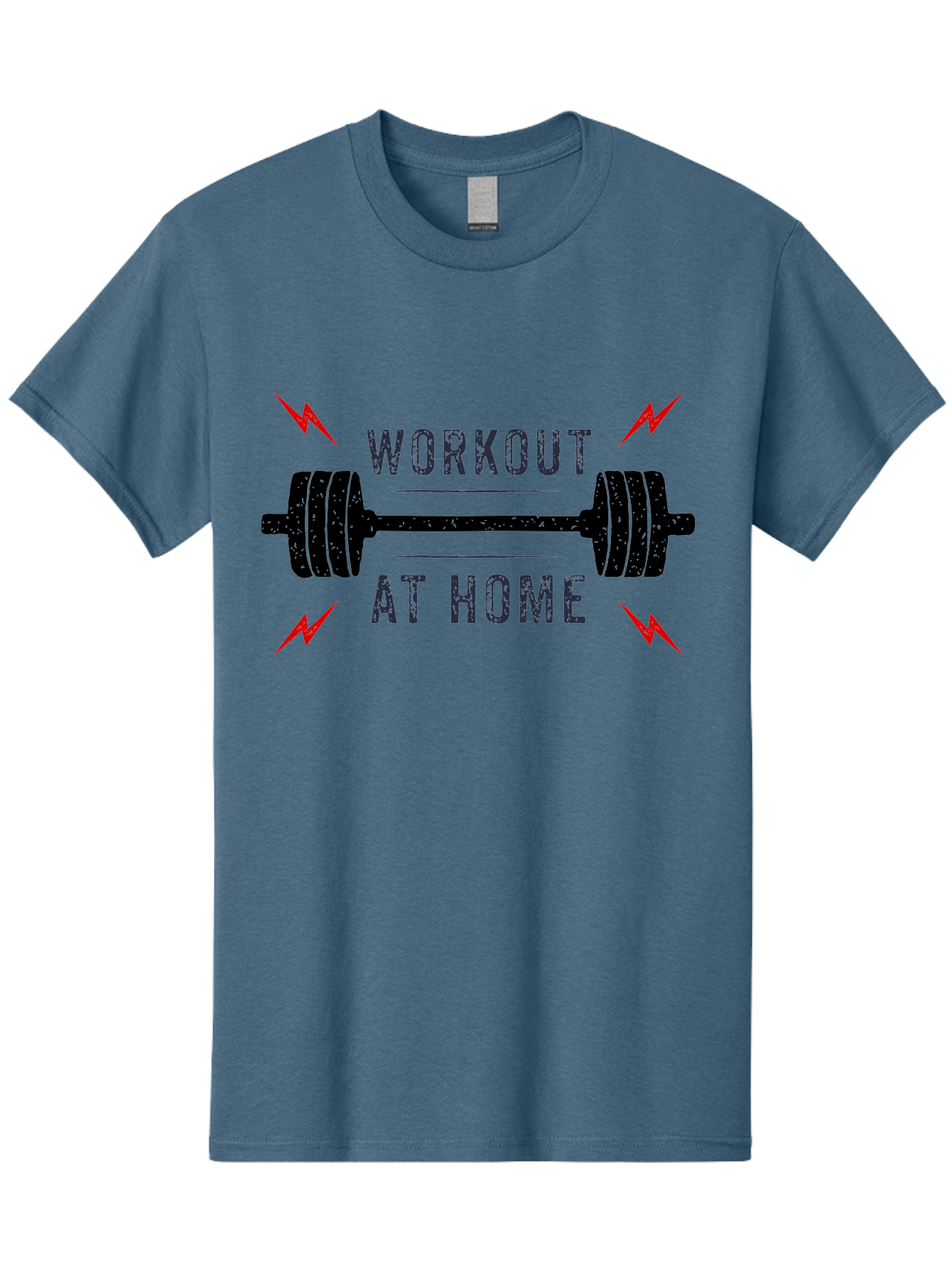 Workout-At-Home Men'S Graphic Tee, 100% Cotton, Comfortable Casual Summer Wear, Machine Washable, Home Workout, Fitness Motivation, Gym At Home, Exercise Routine, Weightlifting, Dumbbell Workout, Fitness Inspiration, Workout At Home Aab926