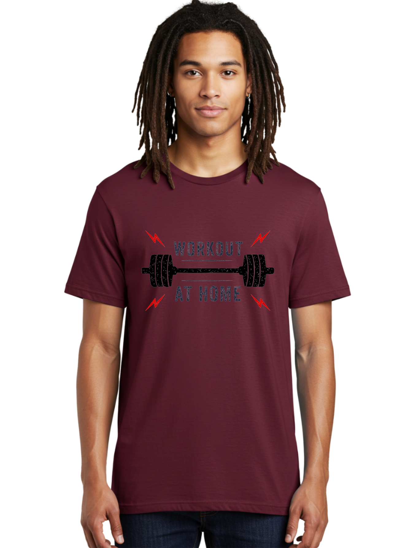 Workout-At-Home Men'S Graphic Tee, 100% Cotton, Comfortable Casual Summer Wear, Machine Washable, Home Workout, Fitness Motivation, Gym At Home, Exercise Routine, Weightlifting, Dumbbell Workout, Fitness Inspiration, Workout At Home Aab926