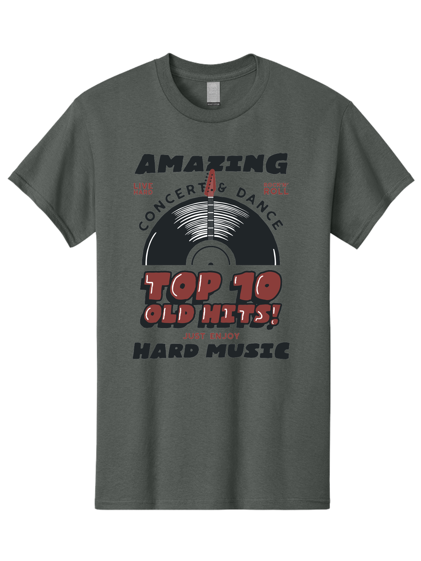 Amazing-Concert-Dance Men'S Graphic Tee, 100% Cotton, Comfortable Casual Summer Wear, Machine Washable, Rock And Roll Concert, Top 10 Old Hits, Live Hard, Hard Music, Vintage Records, Concert And Dance, Just Enjoy Aab928