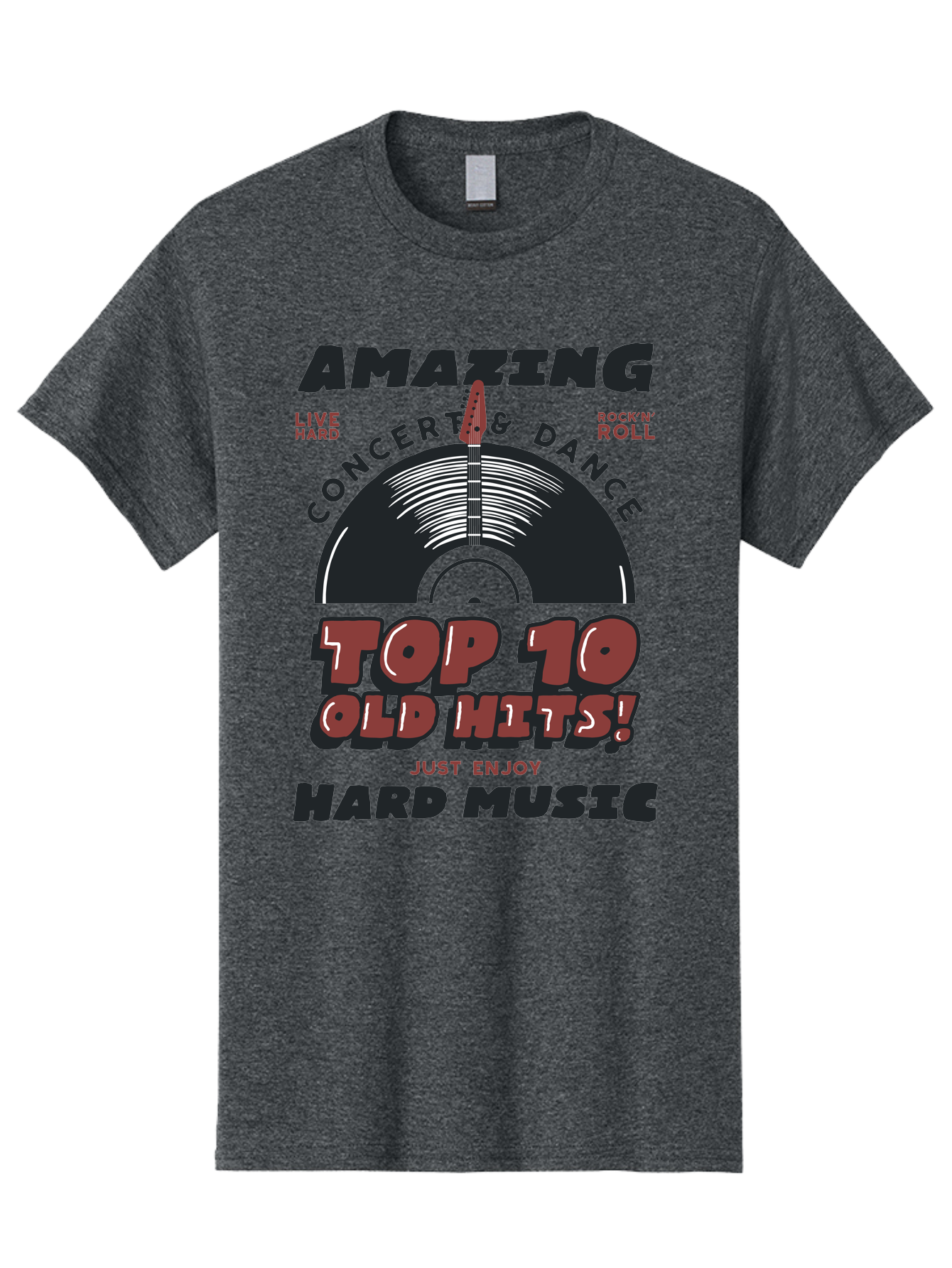 Amazing-Concert-Dance Men'S Graphic Tee, 100% Cotton, Comfortable Casual Summer Wear, Machine Washable, Rock And Roll Concert, Top 10 Old Hits, Live Hard, Hard Music, Vintage Records, Concert And Dance, Just Enjoy Aab928