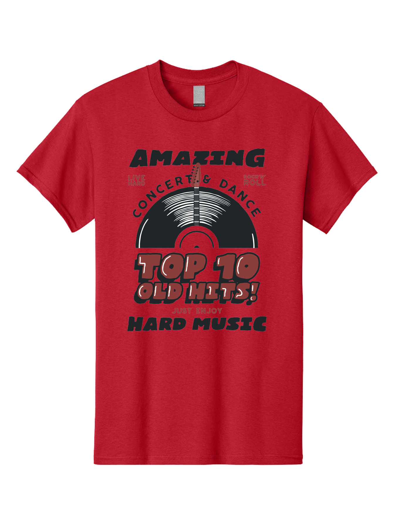 Amazing-Concert-Dance Men'S Graphic Tee, 100% Cotton, Comfortable Casual Summer Wear, Machine Washable, Rock And Roll Concert, Top 10 Old Hits, Live Hard, Hard Music, Vintage Records, Concert And Dance, Just Enjoy Aab928