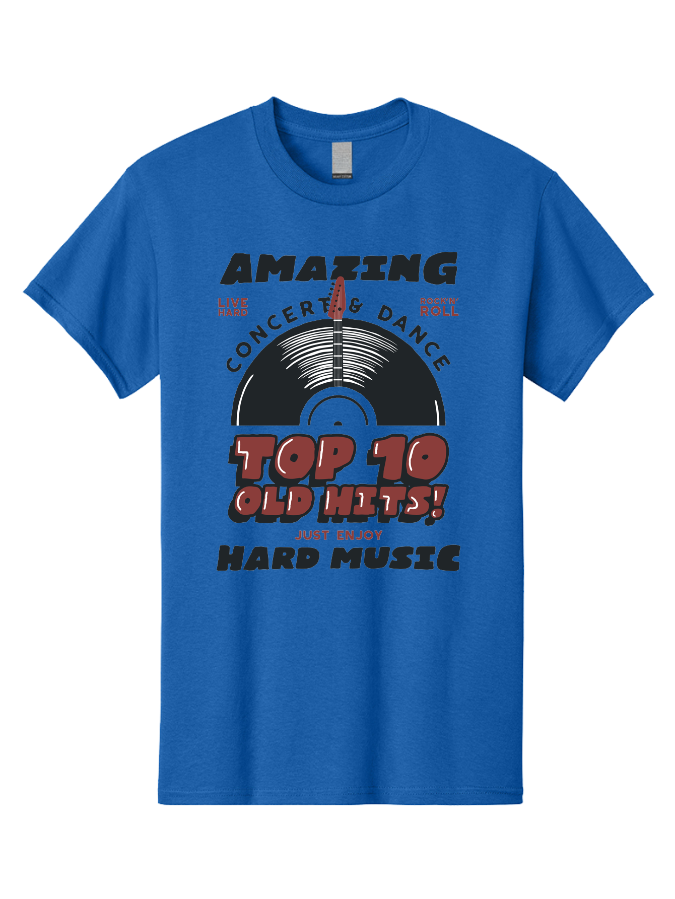 Amazing-Concert-Dance Men'S Graphic Tee, 100% Cotton, Comfortable Casual Summer Wear, Machine Washable, Rock And Roll Concert, Top 10 Old Hits, Live Hard, Hard Music, Vintage Records, Concert And Dance, Just Enjoy Aab928