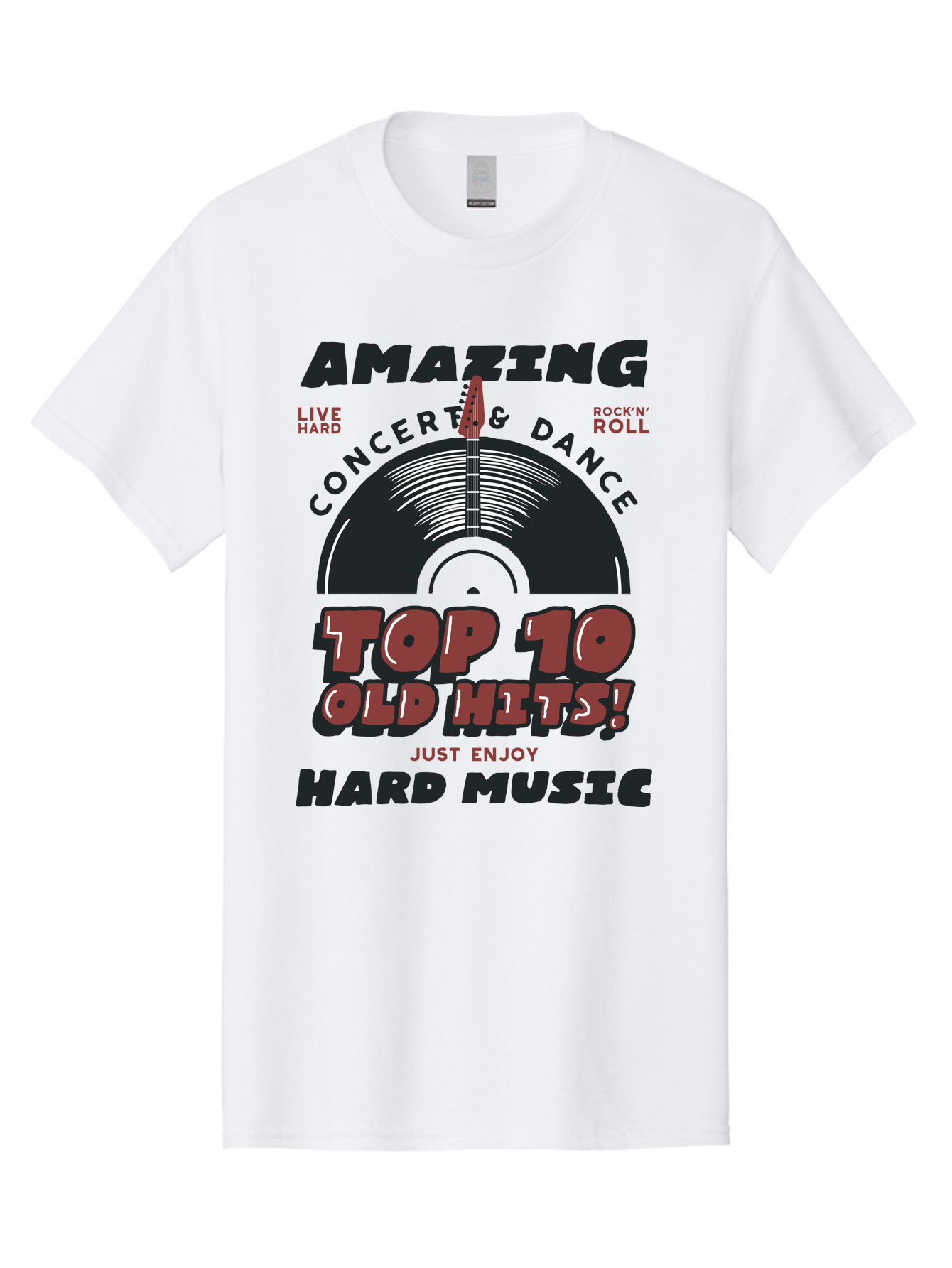 Amazing-Concert-Dance Men'S Graphic Tee, 100% Cotton, Comfortable Casual Summer Wear, Machine Washable, Rock And Roll Concert, Top 10 Old Hits, Live Hard, Hard Music, Vintage Records, Concert And Dance, Just Enjoy Aab928