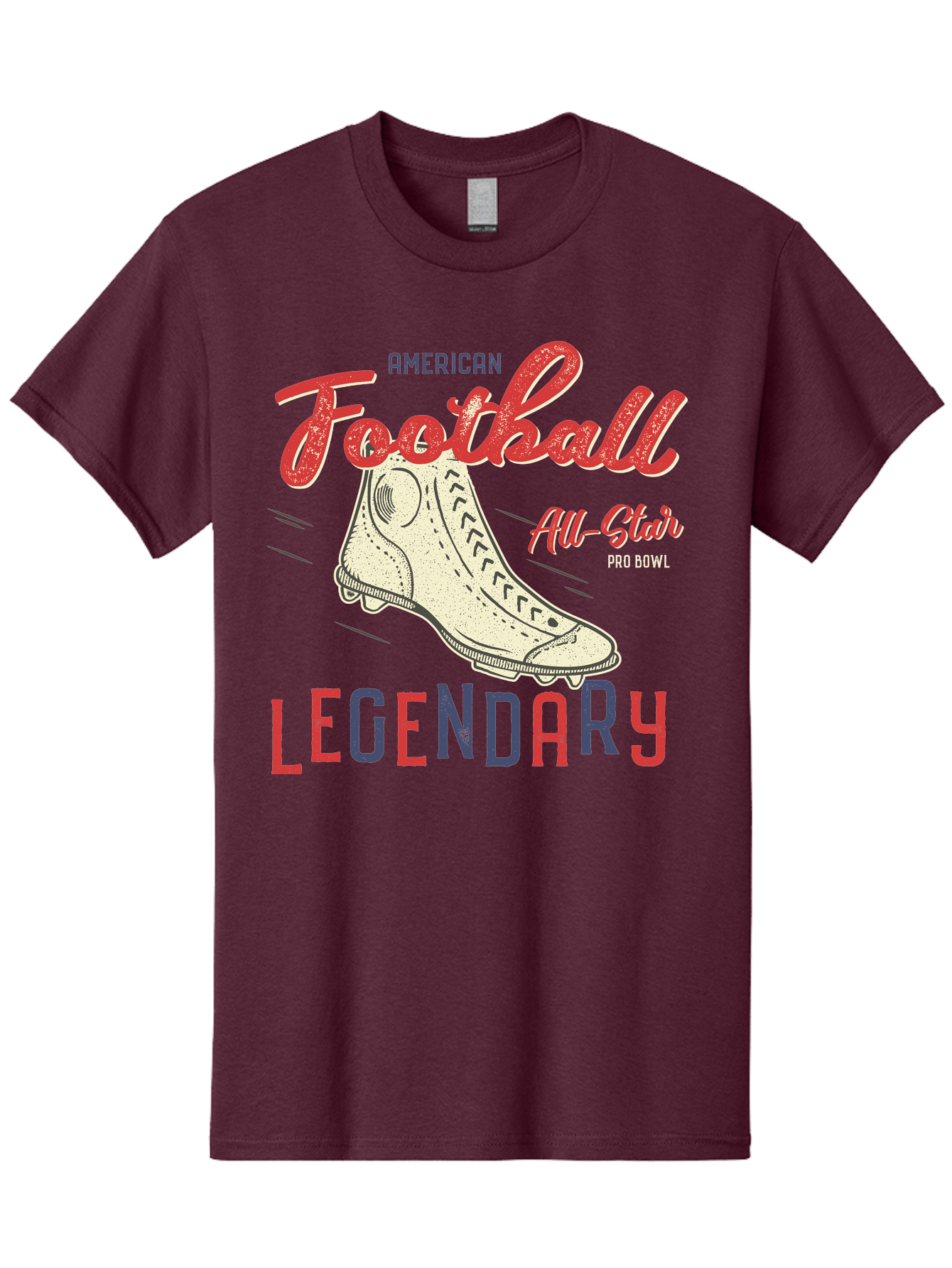 American-Football-Legendary Men'S Graphic Tee, 100% Cotton, Comfortable Casual Summer Wear, Machine Washable, Football Cleat, American Football, Sports Graphic, Legendary Athlete, Pro Bowl, All-Star Game, Sports Apparel, Football Cleats, Aab929