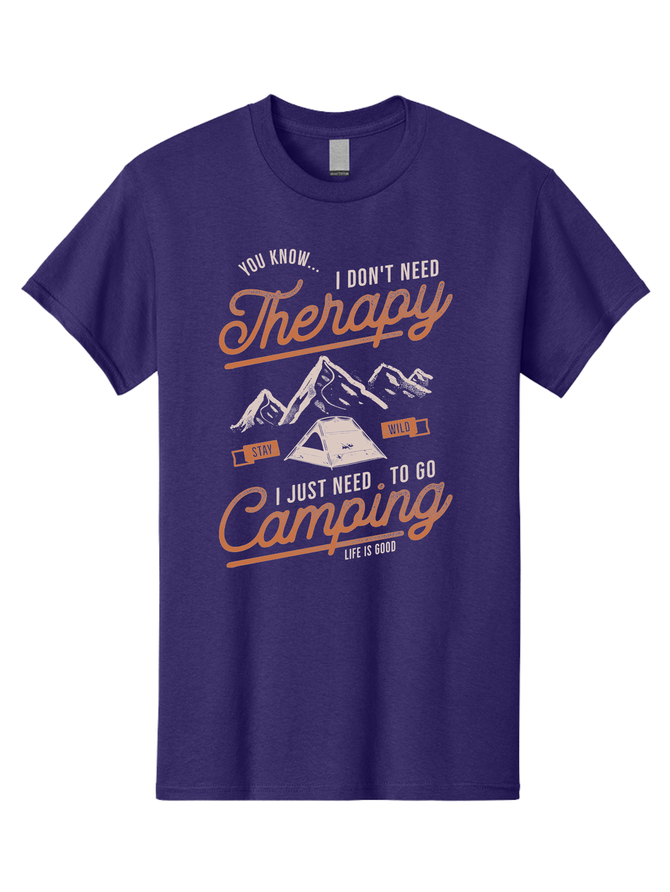 Camping-Therapy-1 Men'S Graphic Tee, 100% Cotton, Comfortable Casual Summer Wear, Machine Washable, Camping Therapy, Outdoor Adventure, Nature Escape, Mountains, Tent, Relaxation, Stress Relief, Wellness, Adventure Seeking, Inspirational Quote Aab930