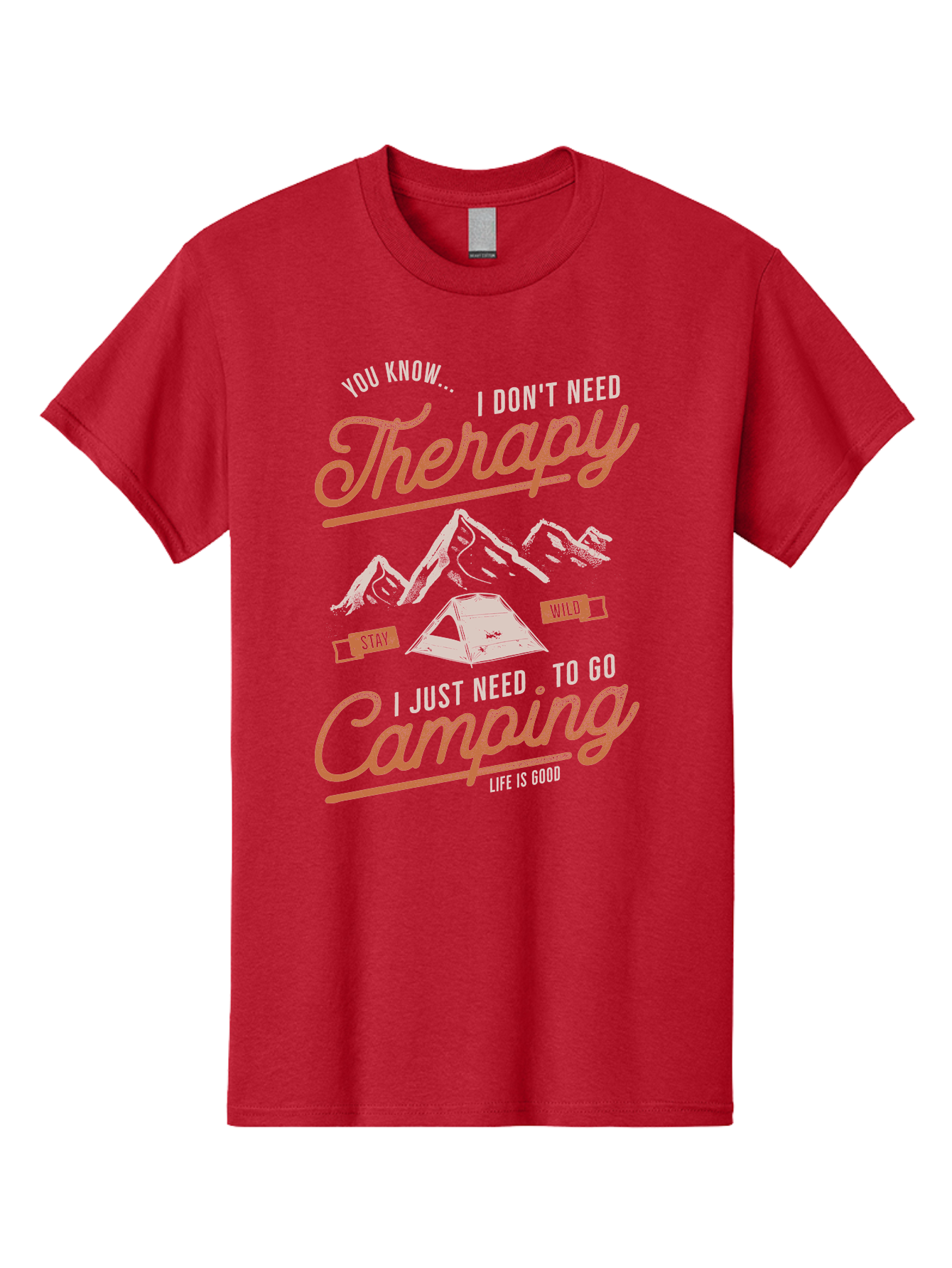 Camping-Therapy-1 Men'S Graphic Tee, 100% Cotton, Comfortable Casual Summer Wear, Machine Washable, Camping Therapy, Outdoor Adventure, Nature Escape, Mountains, Tent, Relaxation, Stress Relief, Wellness, Adventure Seeking, Inspirational Quote Aab930