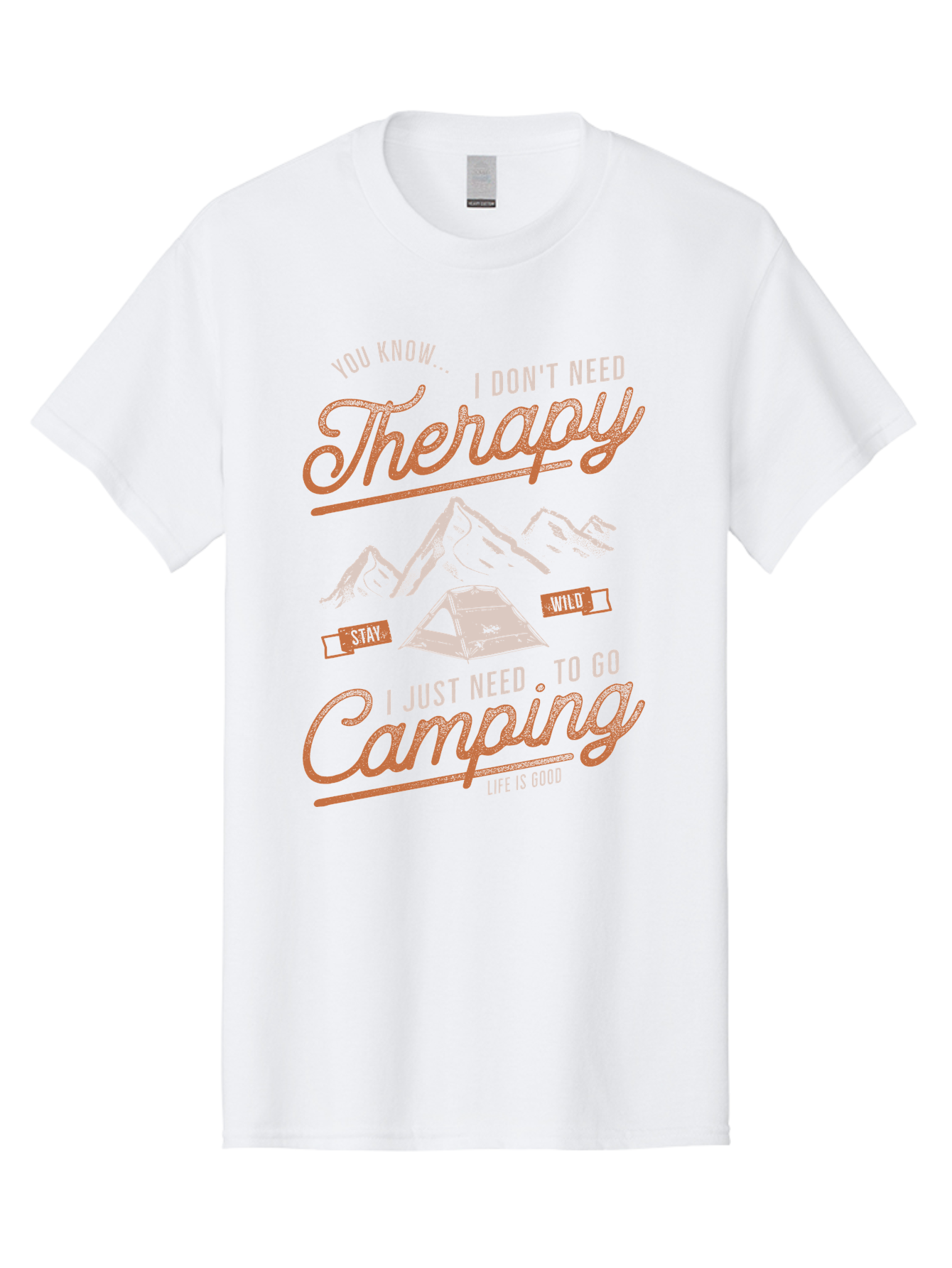 Camping-Therapy-1 Men'S Graphic Tee, 100% Cotton, Comfortable Casual Summer Wear, Machine Washable, Camping Therapy, Outdoor Adventure, Nature Escape, Mountains, Tent, Relaxation, Stress Relief, Wellness, Adventure Seeking, Inspirational Quote Aab930