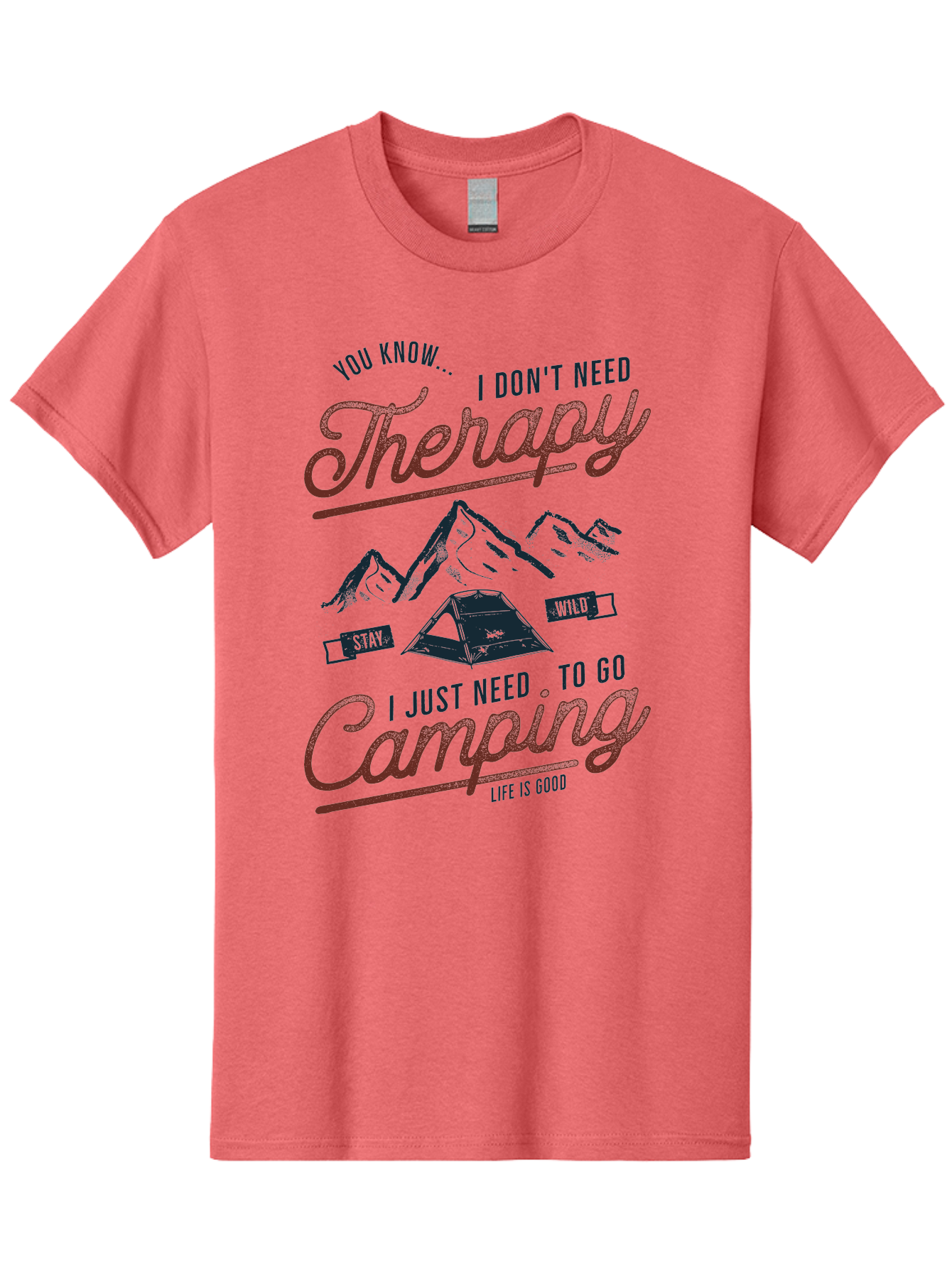 Camping-Therapy Men'S Graphic Tee, 100% Cotton, Comfortable Casual Summer Wear, Machine Washable, Camping Therapy, Outdoor Adventure, Wilderness Escape, Stay Wild, Life Is Good, Nature Therapy, Camping Quotes, Adventure Seeking, Aab931