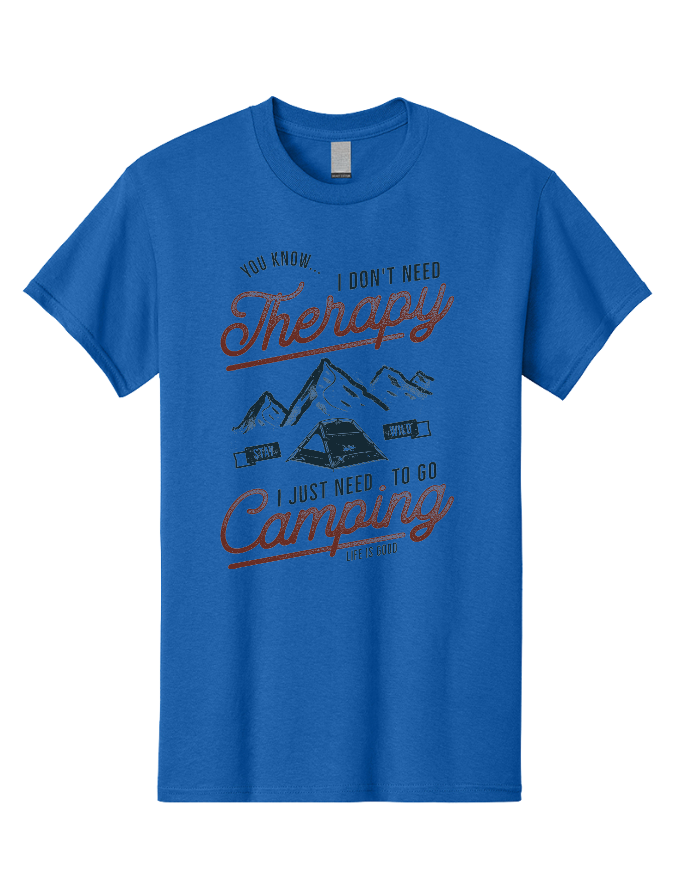 Camping-Therapy Men'S Graphic Tee, 100% Cotton, Comfortable Casual Summer Wear, Machine Washable, Camping Therapy, Outdoor Adventure, Wilderness Escape, Stay Wild, Life Is Good, Nature Therapy, Camping Quotes, Adventure Seeking, Aab931