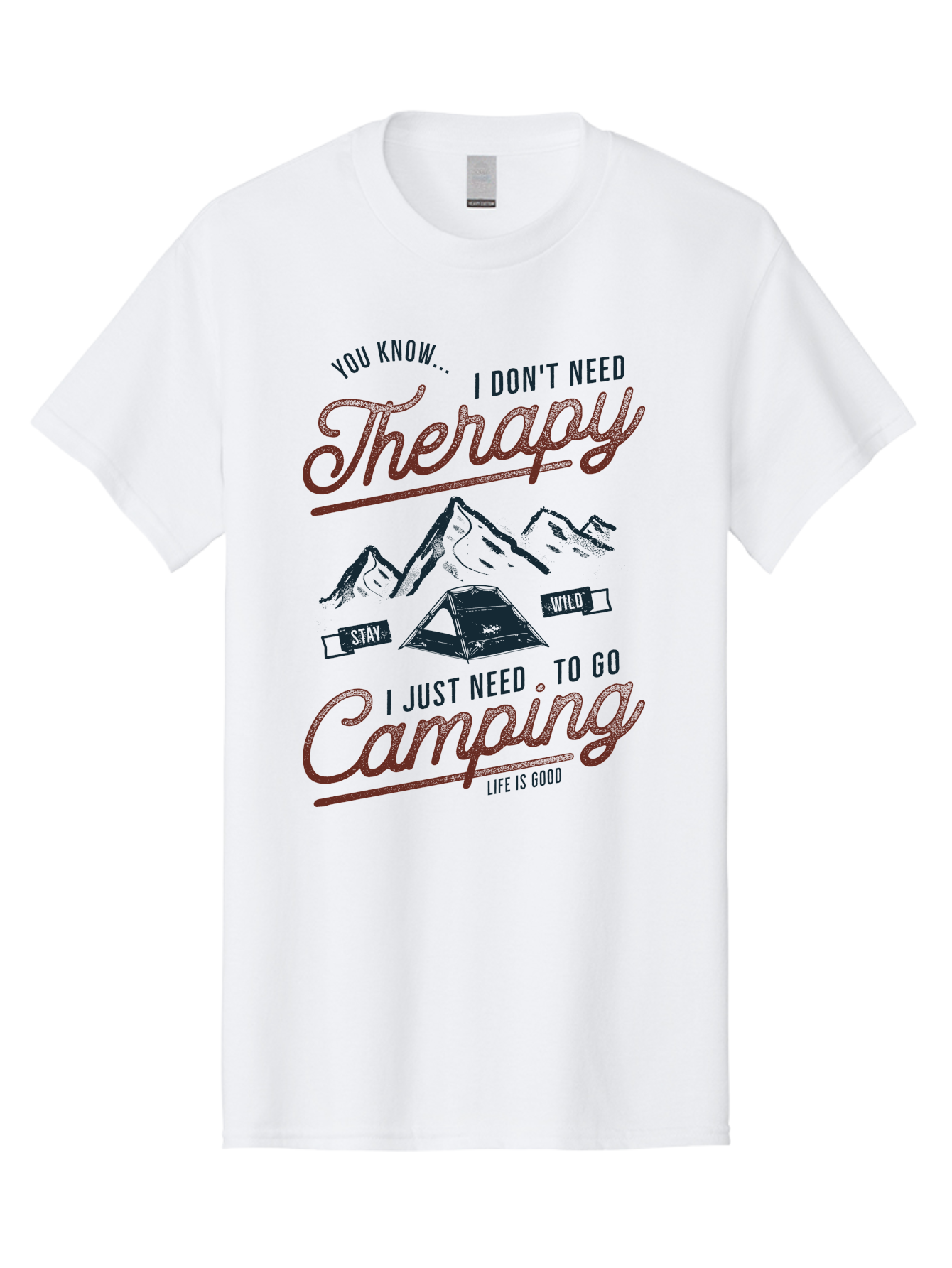 Camping-Therapy Men'S Graphic Tee, 100% Cotton, Comfortable Casual Summer Wear, Machine Washable, Camping Therapy, Outdoor Adventure, Wilderness Escape, Stay Wild, Life Is Good, Nature Therapy, Camping Quotes, Adventure Seeking, Aab931