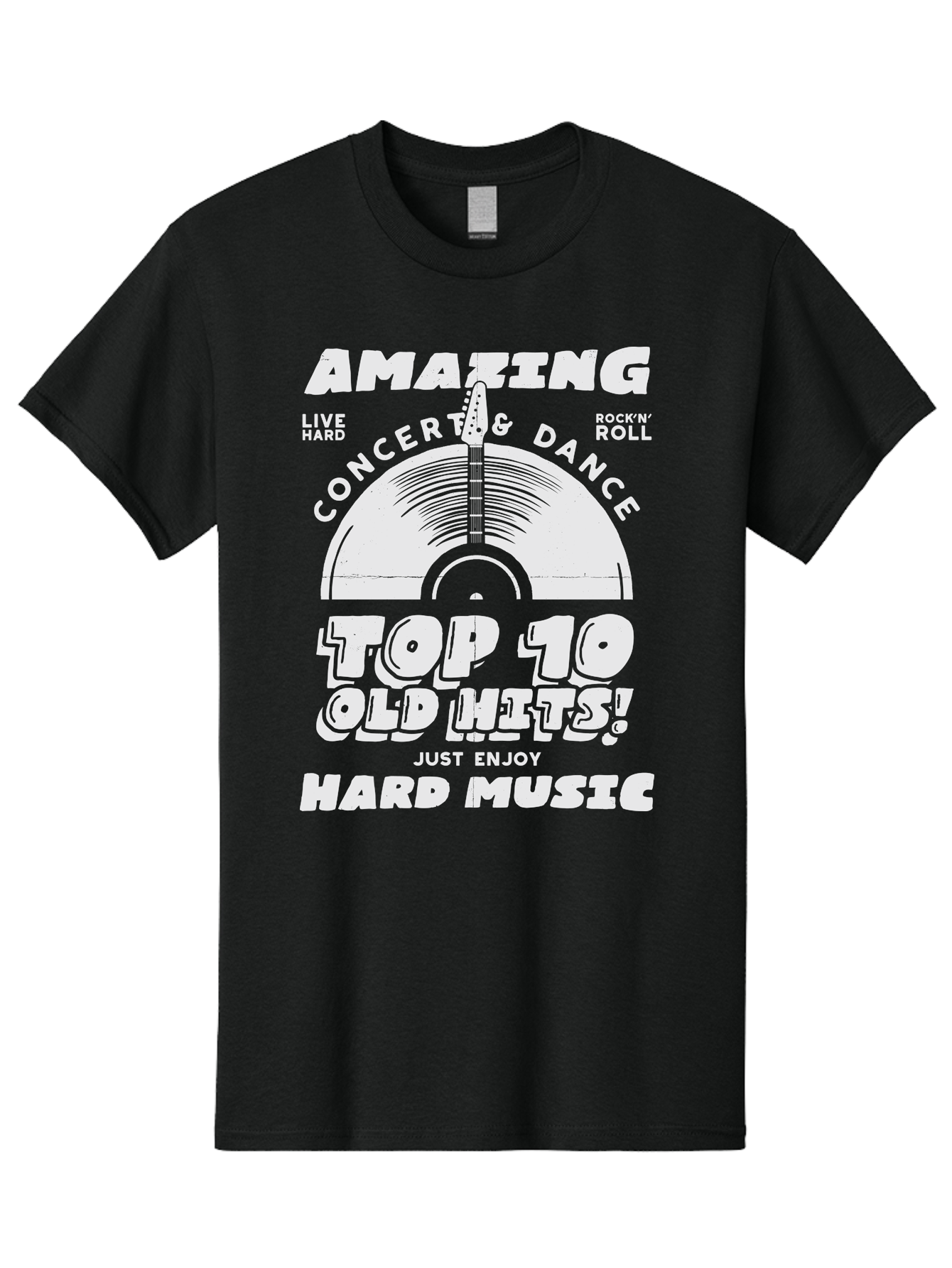 Concert-Dance Men'S Graphic Tee, 100% Cotton, Comfortable Casual Summer Wear, Machine Washable, Concert, Dance, Rock N Roll, Old Hits, Live Hard, Hard Music, Amazing Concert, Top 10 Countdown, Vinyl Record, Energetic Vibes Aab933