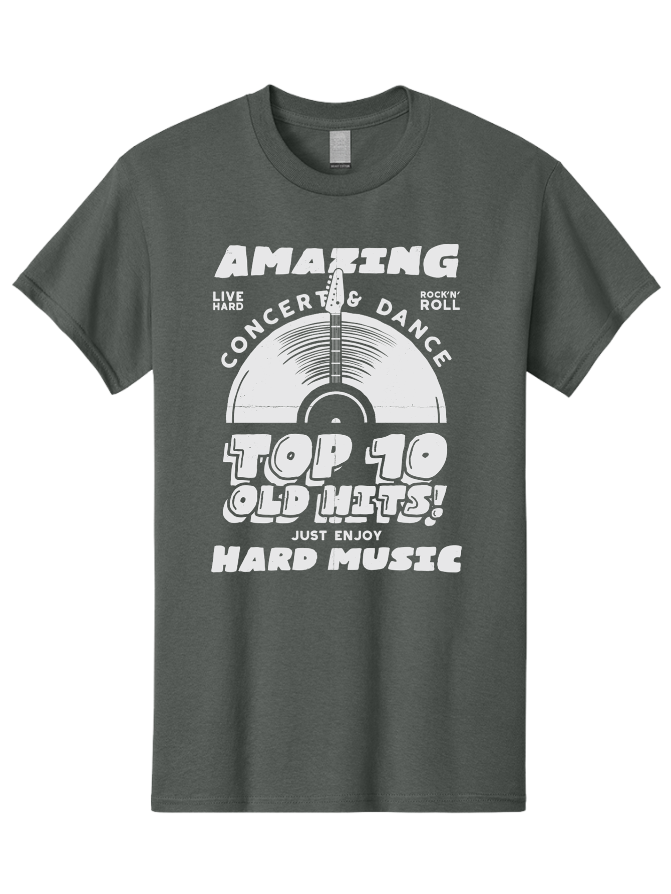 Concert-Dance Men'S Graphic Tee, 100% Cotton, Comfortable Casual Summer Wear, Machine Washable, Concert, Dance, Rock N Roll, Old Hits, Live Hard, Hard Music, Amazing Concert, Top 10 Countdown, Vinyl Record, Energetic Vibes Aab933