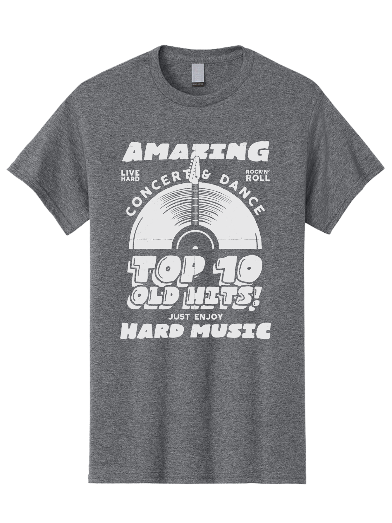 Concert-Dance Men'S Graphic Tee, 100% Cotton, Comfortable Casual Summer Wear, Machine Washable, Concert, Dance, Rock N Roll, Old Hits, Live Hard, Hard Music, Amazing Concert, Top 10 Countdown, Vinyl Record, Energetic Vibes Aab933