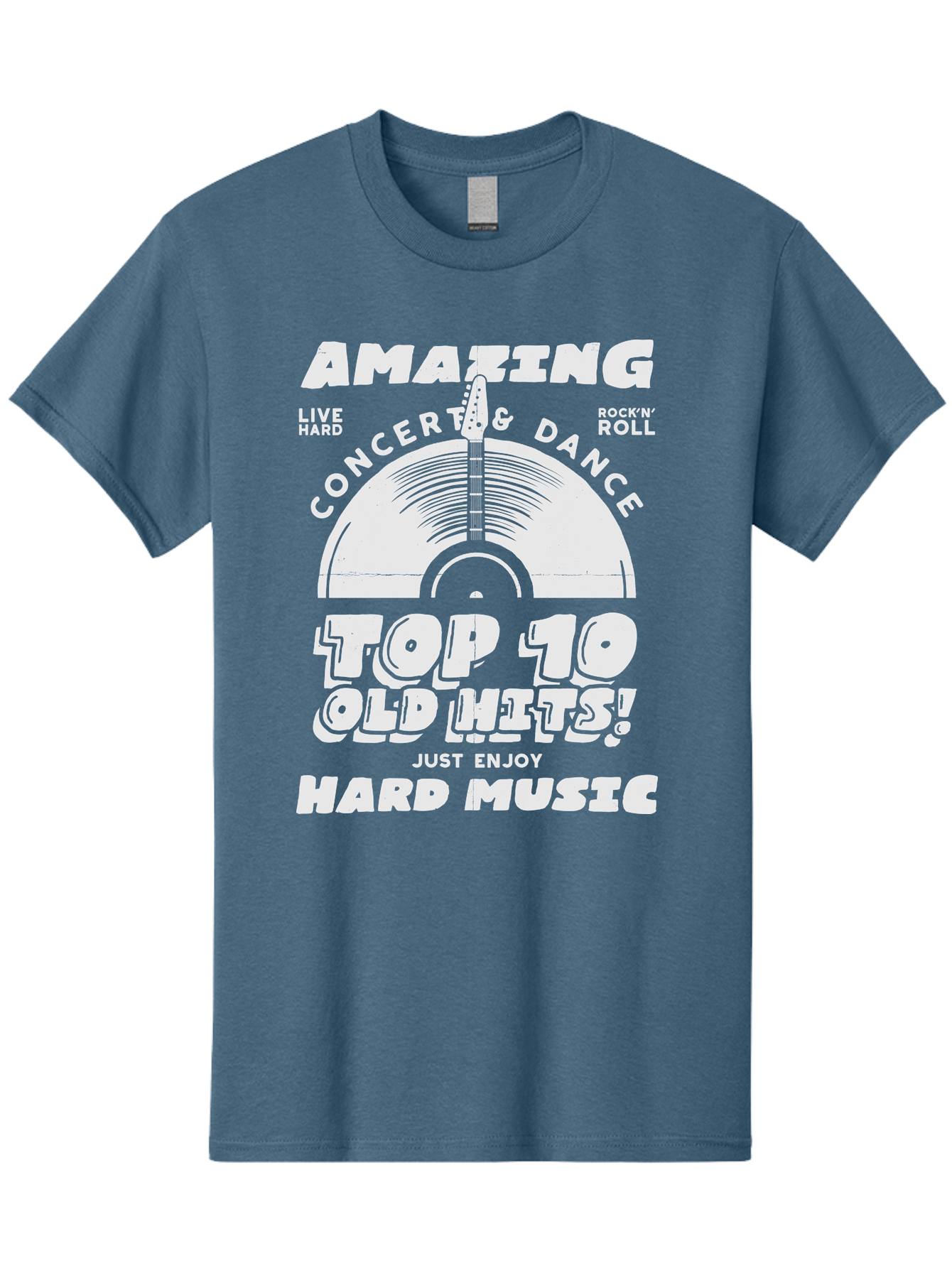 Concert-Dance Men'S Graphic Tee, 100% Cotton, Comfortable Casual Summer Wear, Machine Washable, Concert, Dance, Rock N Roll, Old Hits, Live Hard, Hard Music, Amazing Concert, Top 10 Countdown, Vinyl Record, Energetic Vibes Aab933