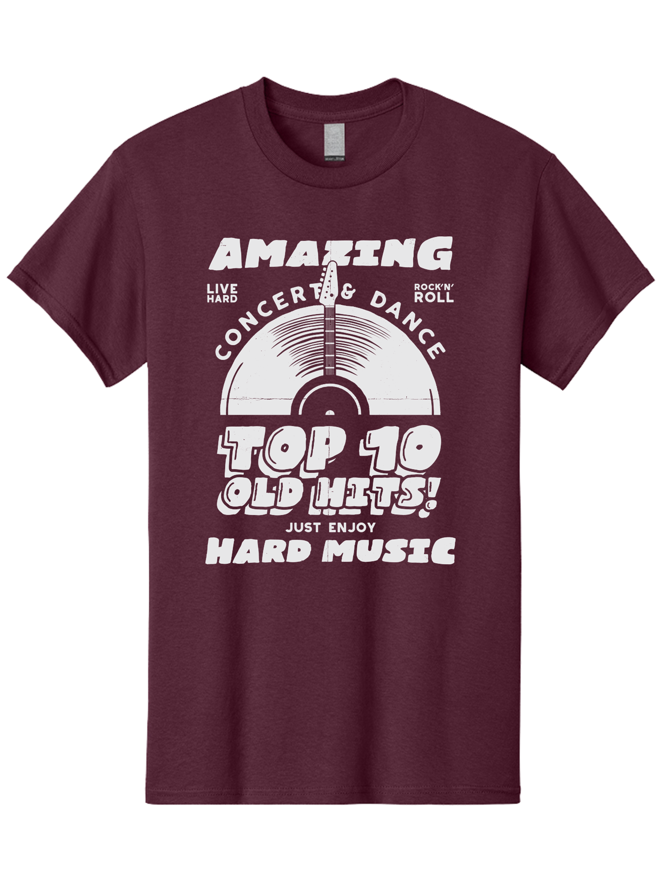 Concert-Dance Men'S Graphic Tee, 100% Cotton, Comfortable Casual Summer Wear, Machine Washable, Concert, Dance, Rock N Roll, Old Hits, Live Hard, Hard Music, Amazing Concert, Top 10 Countdown, Vinyl Record, Energetic Vibes Aab933