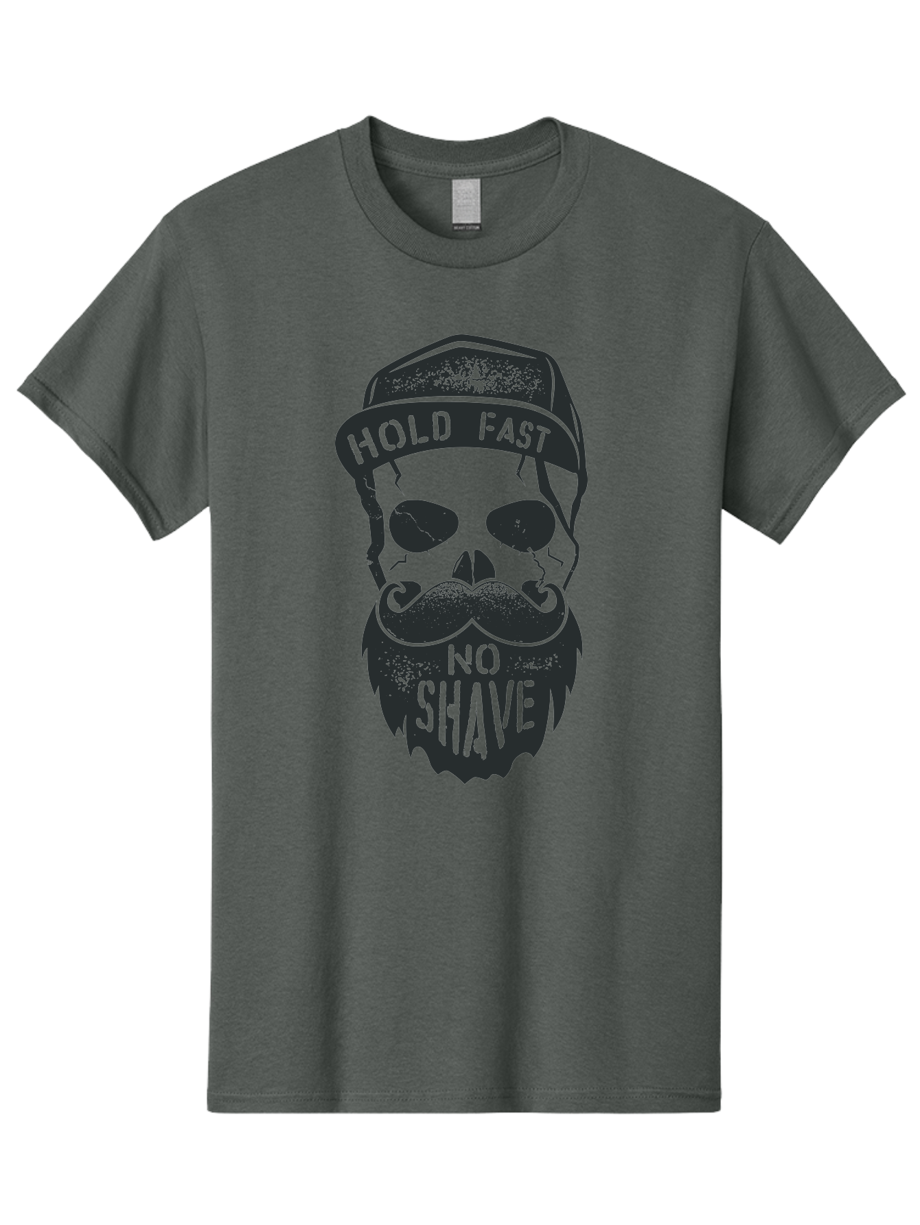 Hold-Fast-No-Shave Men'S Graphic Tee, 100% Cotton, Comfortable Casual Summer Wear, Machine Washable, Skull With Beard And Mustache, No Shave Movement, Hold Fast, Grunge Style, Tattoo Art, Skull Illustration, Beard And Mustache Illustration, Aab939