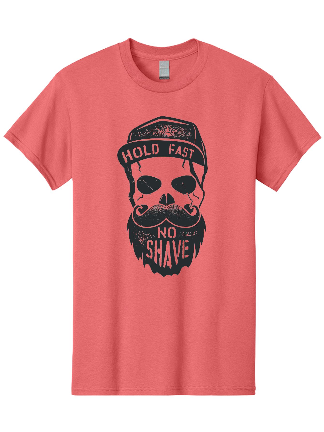 Hold-Fast-No-Shave Men'S Graphic Tee, 100% Cotton, Comfortable Casual Summer Wear, Machine Washable, Skull With Beard And Mustache, No Shave Movement, Hold Fast, Grunge Style, Tattoo Art, Skull Illustration, Beard And Mustache Illustration, Aab939