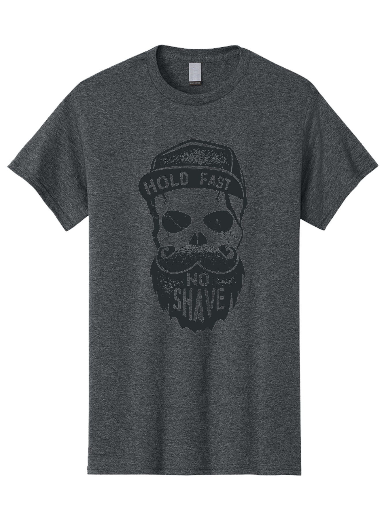 Hold-Fast-No-Shave Men'S Graphic Tee, 100% Cotton, Comfortable Casual Summer Wear, Machine Washable, Skull With Beard And Mustache, No Shave Movement, Hold Fast, Grunge Style, Tattoo Art, Skull Illustration, Beard And Mustache Illustration, Aab939