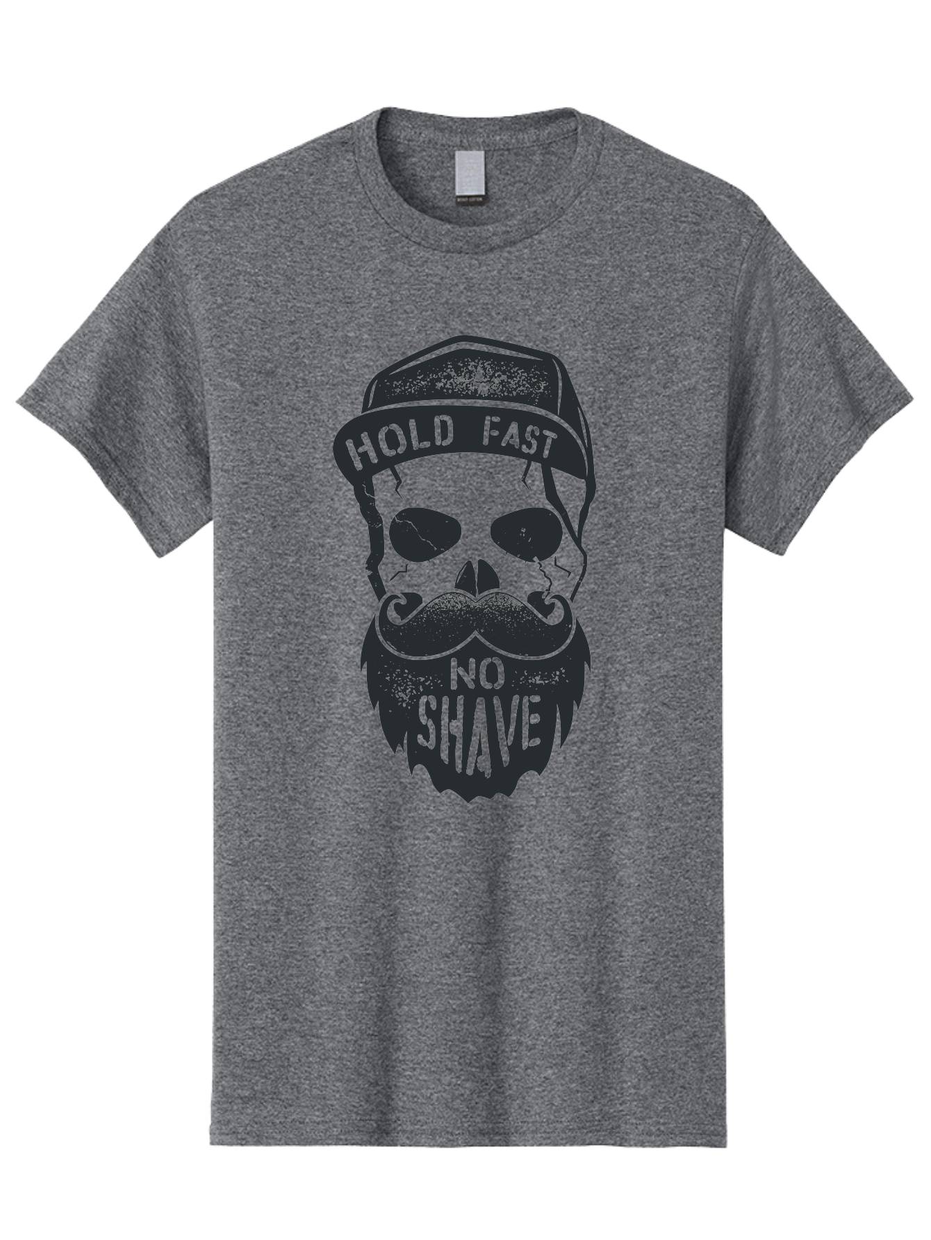 Hold-Fast-No-Shave Men'S Graphic Tee, 100% Cotton, Comfortable Casual Summer Wear, Machine Washable, Skull With Beard And Mustache, No Shave Movement, Hold Fast, Grunge Style, Tattoo Art, Skull Illustration, Beard And Mustache Illustration, Aab939