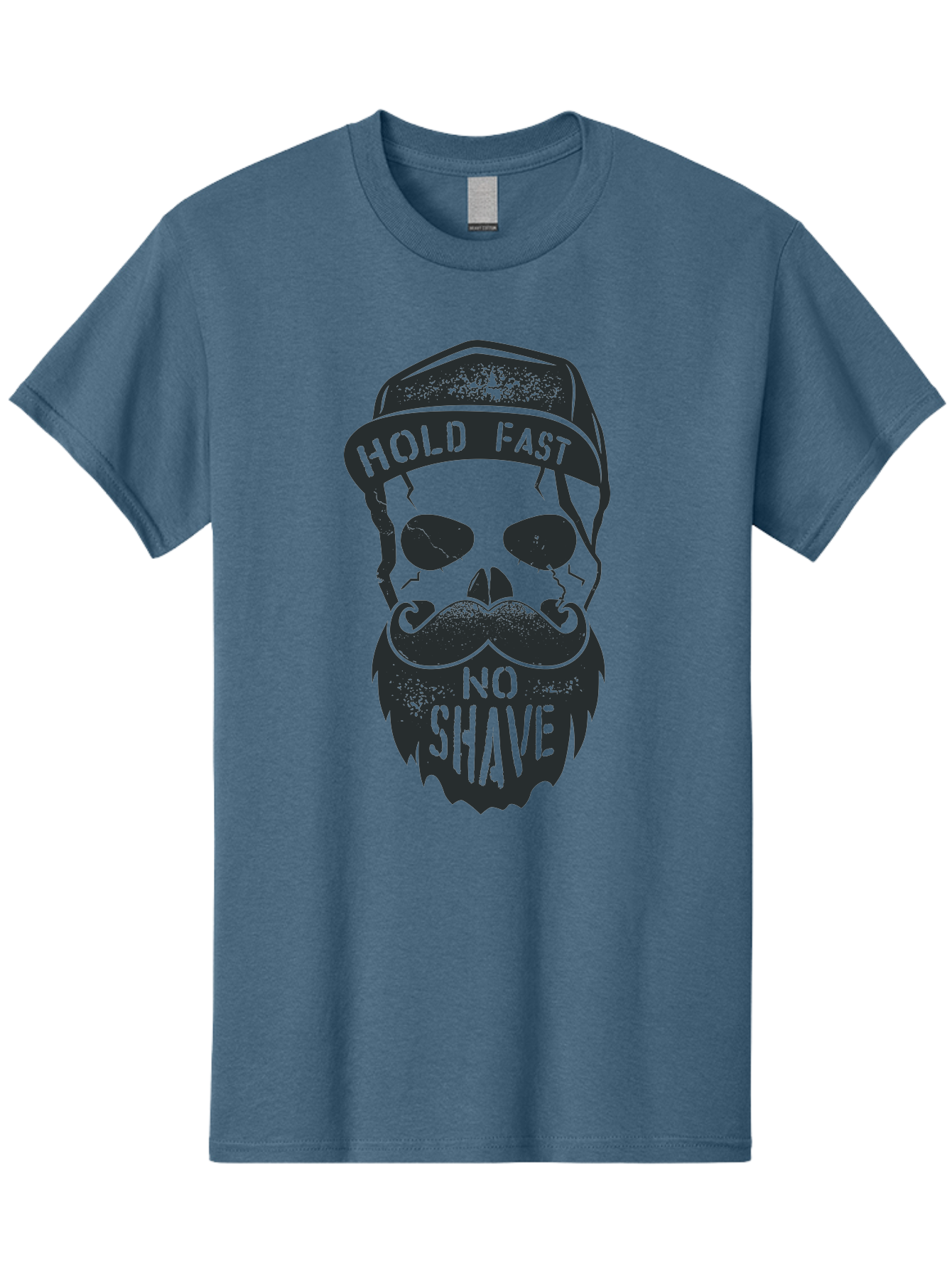 Hold-Fast-No-Shave Men'S Graphic Tee, 100% Cotton, Comfortable Casual Summer Wear, Machine Washable, Skull With Beard And Mustache, No Shave Movement, Hold Fast, Grunge Style, Tattoo Art, Skull Illustration, Beard And Mustache Illustration, Aab939