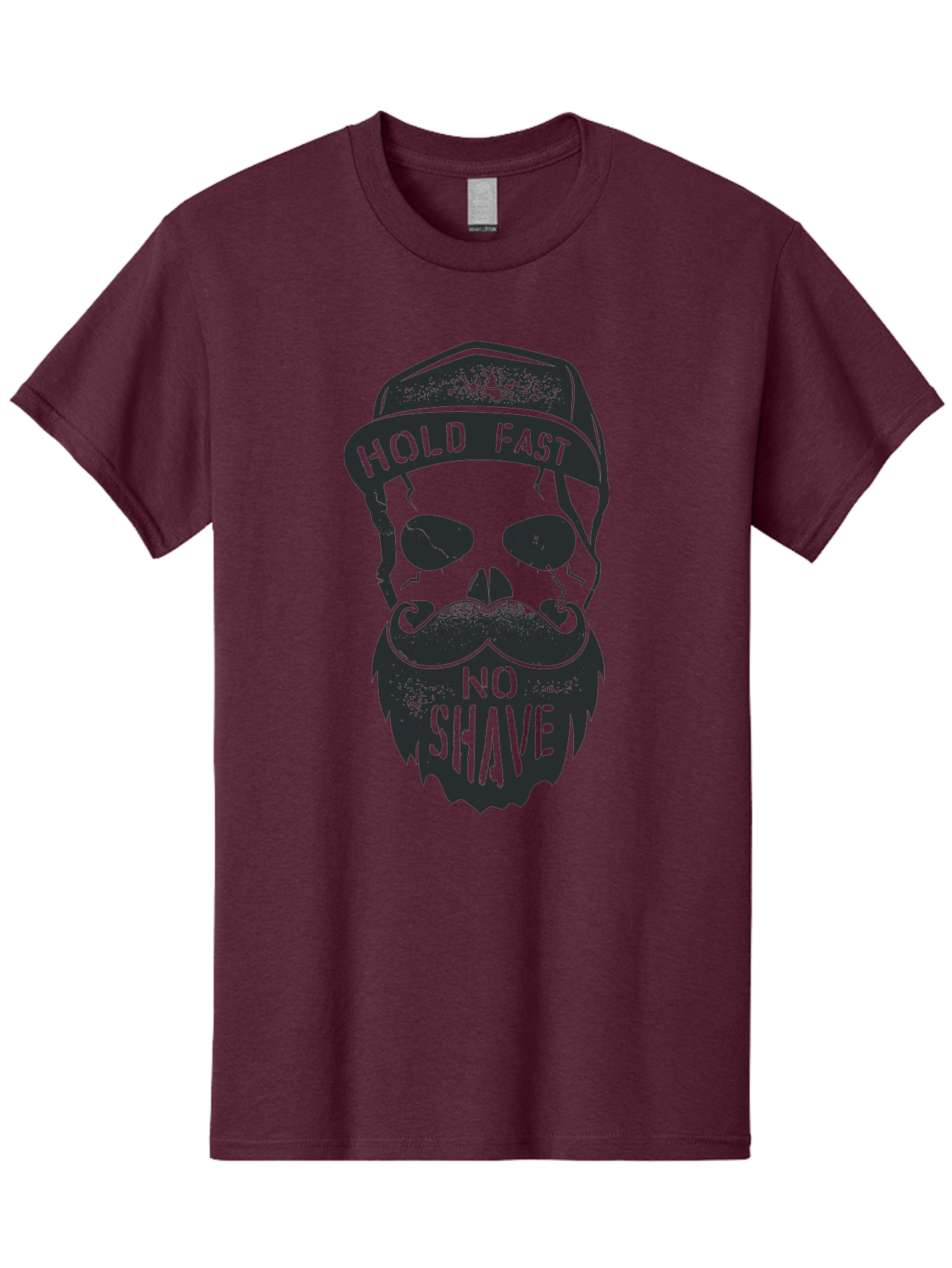 Hold-Fast-No-Shave Men'S Graphic Tee, 100% Cotton, Comfortable Casual Summer Wear, Machine Washable, Skull With Beard And Mustache, No Shave Movement, Hold Fast, Grunge Style, Tattoo Art, Skull Illustration, Beard And Mustache Illustration, Aab939