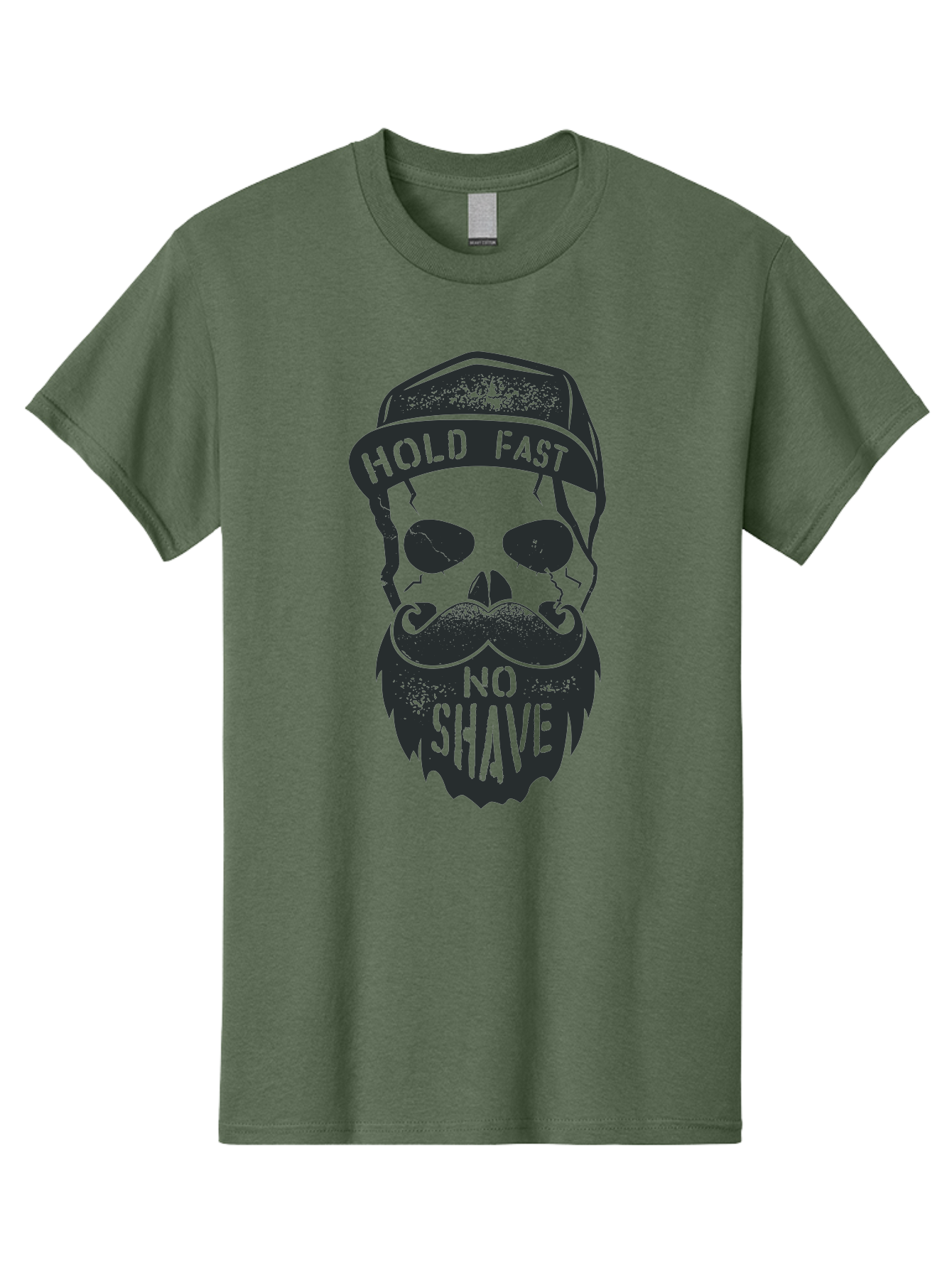 Hold-Fast-No-Shave Men'S Graphic Tee, 100% Cotton, Comfortable Casual Summer Wear, Machine Washable, Skull With Beard And Mustache, No Shave Movement, Hold Fast, Grunge Style, Tattoo Art, Skull Illustration, Beard And Mustache Illustration, Aab939