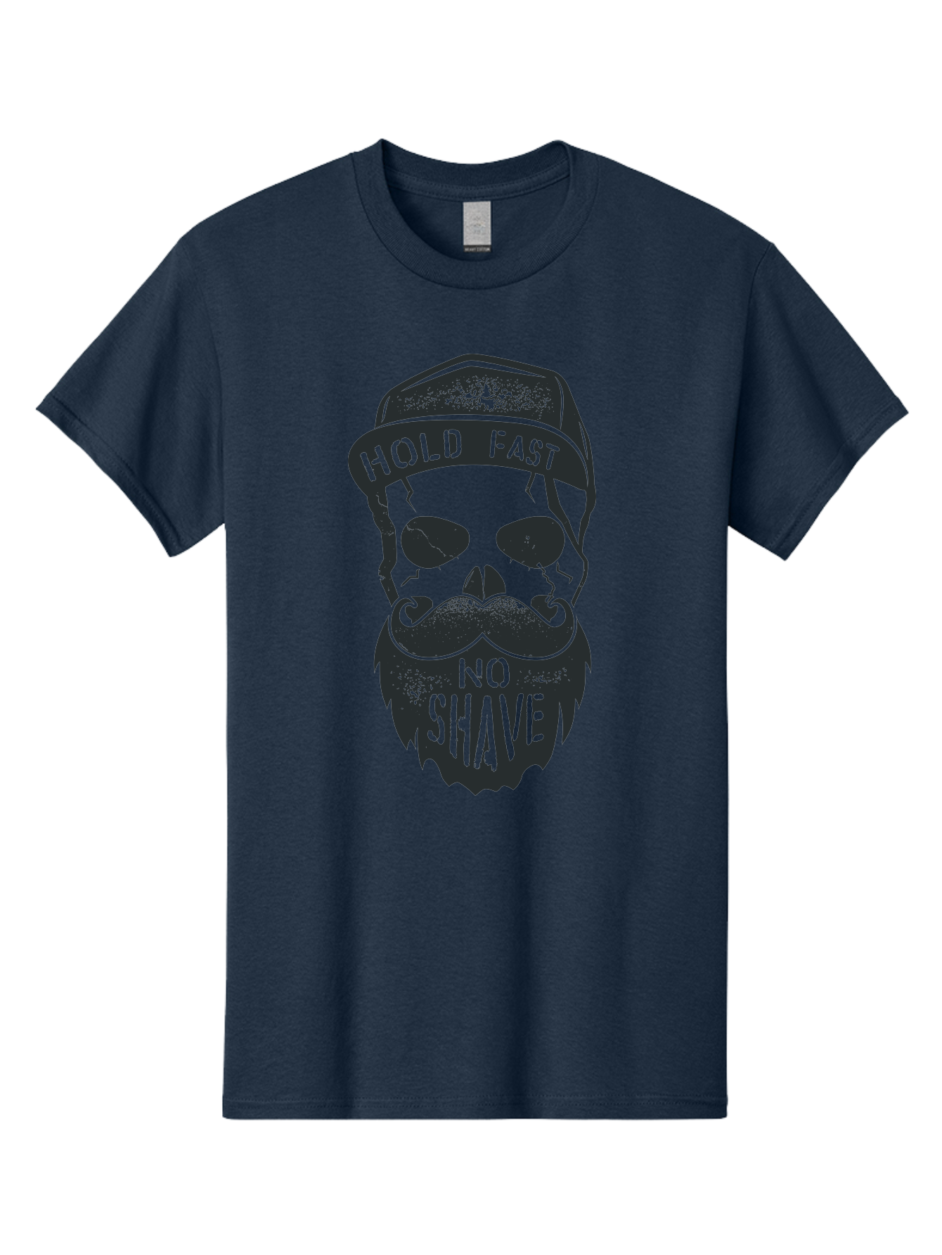 Hold-Fast-No-Shave Men'S Graphic Tee, 100% Cotton, Comfortable Casual Summer Wear, Machine Washable, Skull With Beard And Mustache, No Shave Movement, Hold Fast, Grunge Style, Tattoo Art, Skull Illustration, Beard And Mustache Illustration, Aab939