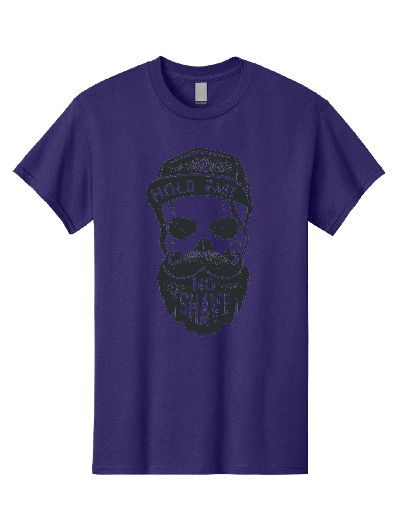 Hold-Fast-No-Shave Men'S Graphic Tee, 100% Cotton, Comfortable Casual Summer Wear, Machine Washable, Skull With Beard And Mustache, No Shave Movement, Hold Fast, Grunge Style, Tattoo Art, Skull Illustration, Beard And Mustache Illustration, Aab939
