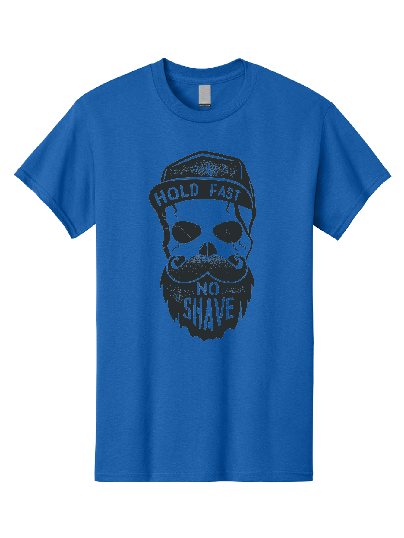 Hold-Fast-No-Shave Men'S Graphic Tee, 100% Cotton, Comfortable Casual Summer Wear, Machine Washable, Skull With Beard And Mustache, No Shave Movement, Hold Fast, Grunge Style, Tattoo Art, Skull Illustration, Beard And Mustache Illustration, Aab939